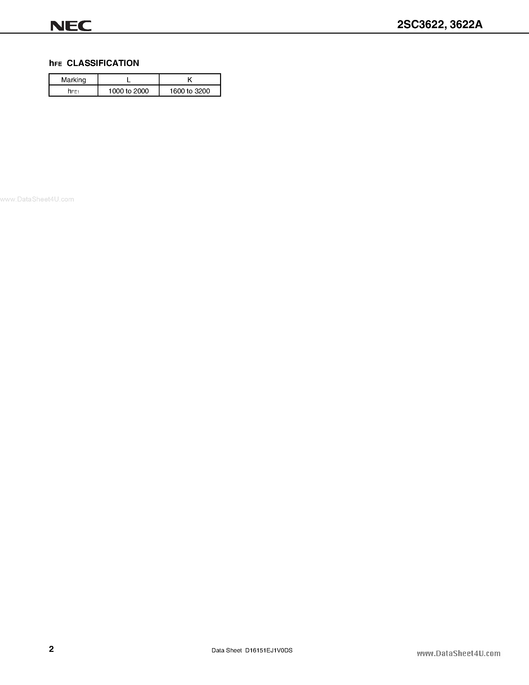 Datasheet 2SC3622 - NPN SILICON EPITAXIAL TRANSISTOR page 2