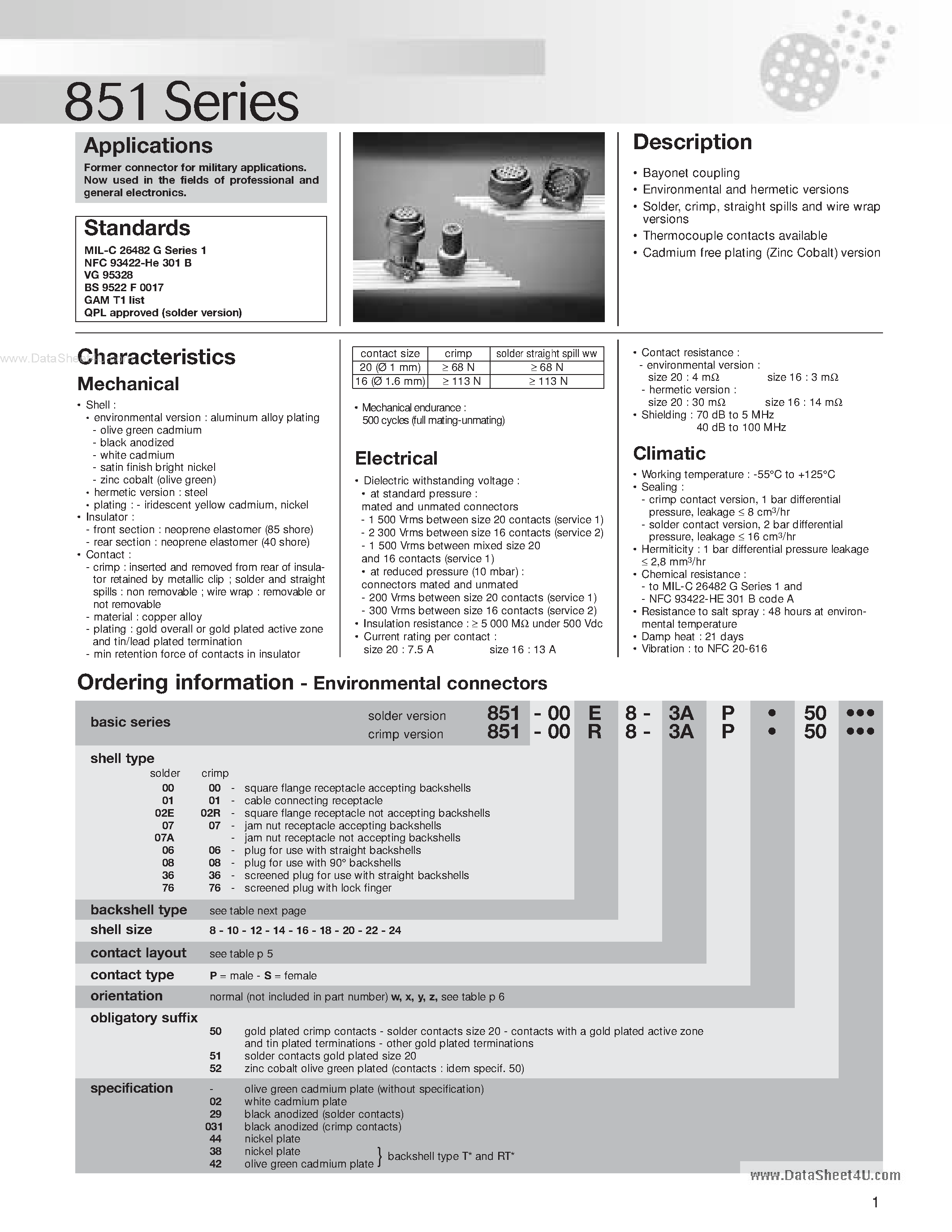 Datasheet 851-00-xx-xxx-5x - 851 Series Connector page 1