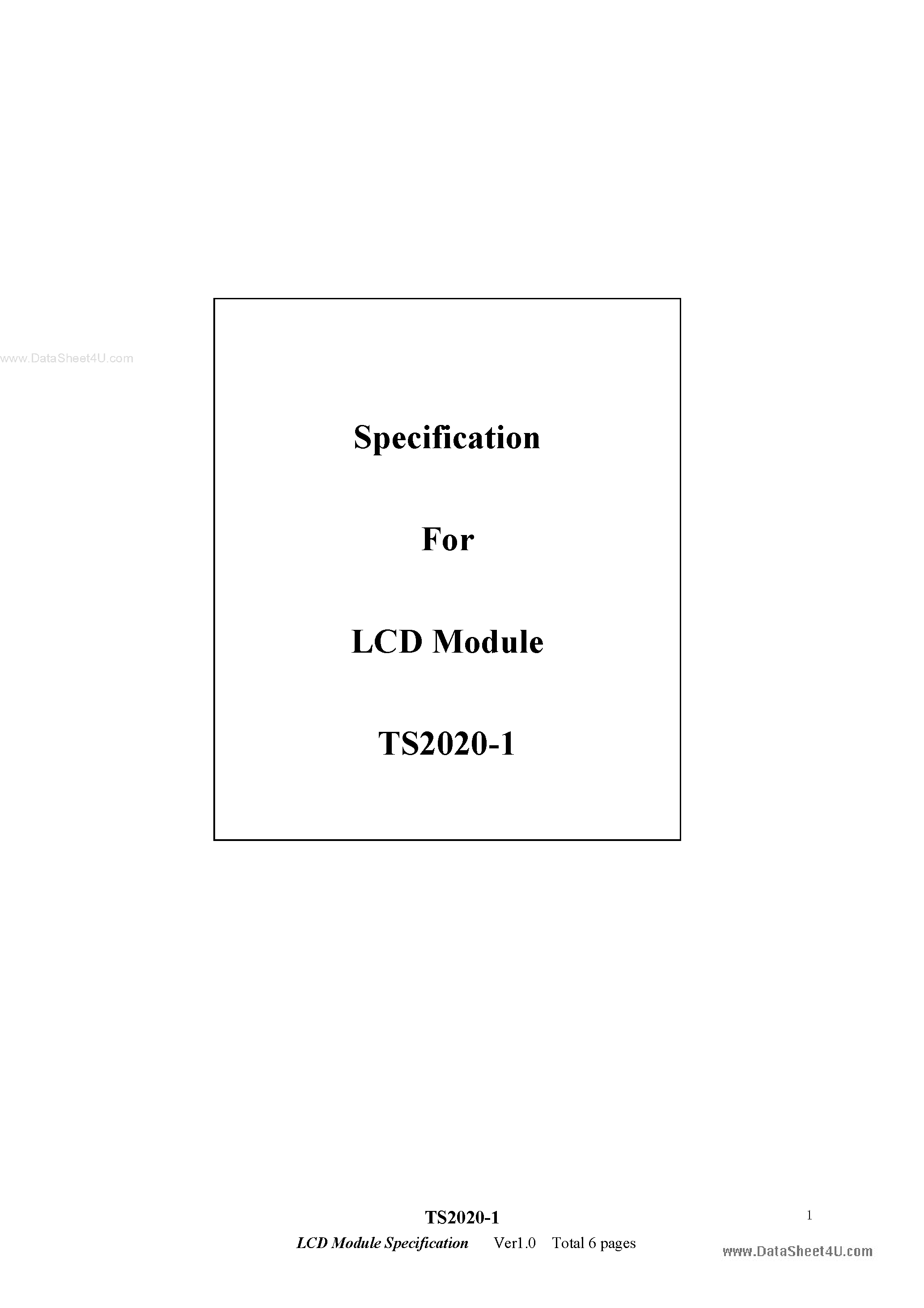 Datasheet TS2020-1 - LCD Module page 1