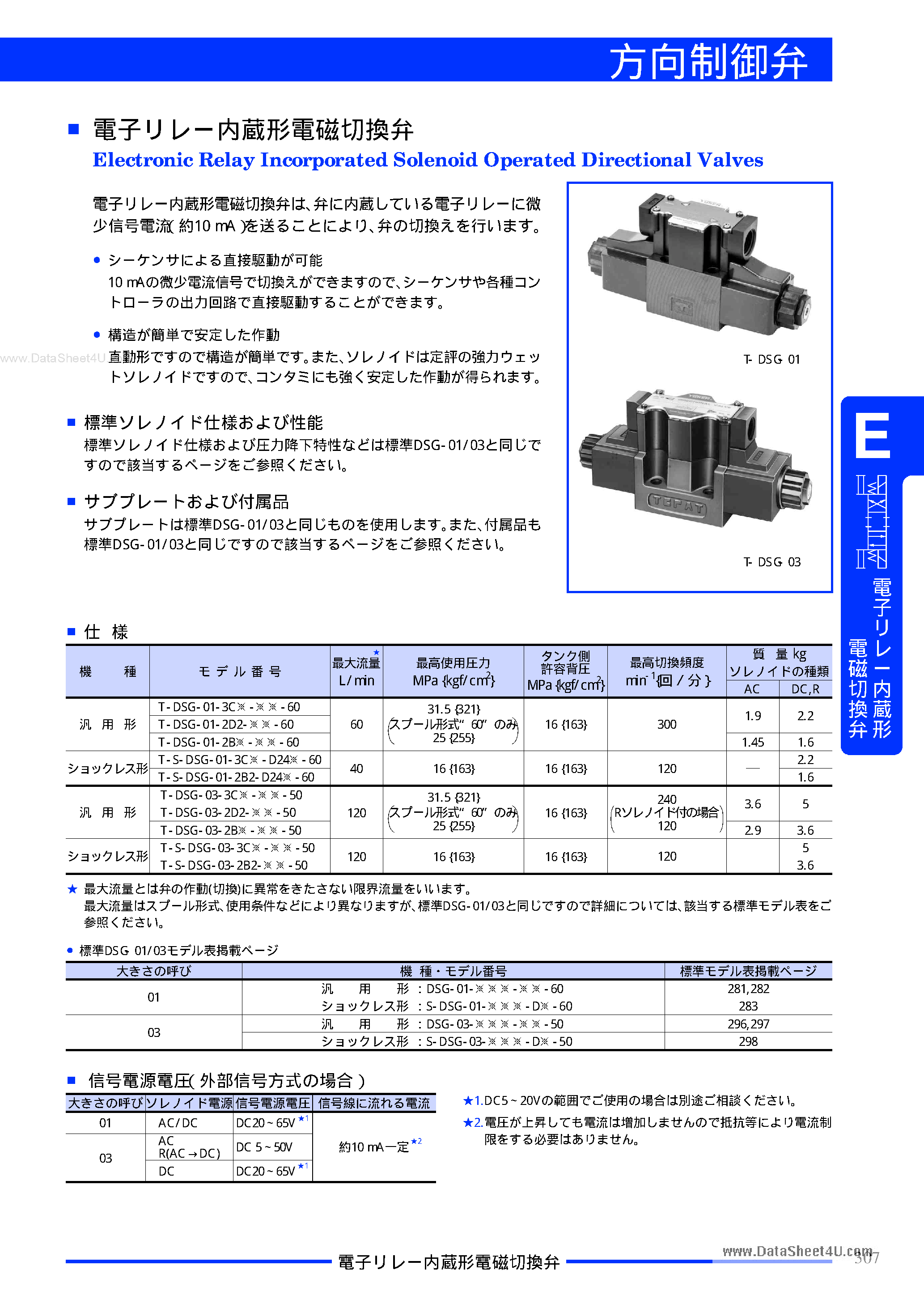 Даташит на микросхему DSG-01-2B2-D24x-60 страница 1 Даташит DSG-01-2B2-D24x-60 - Electronic Relay Incorporated Solenoid Operated Directional Valves страница 1