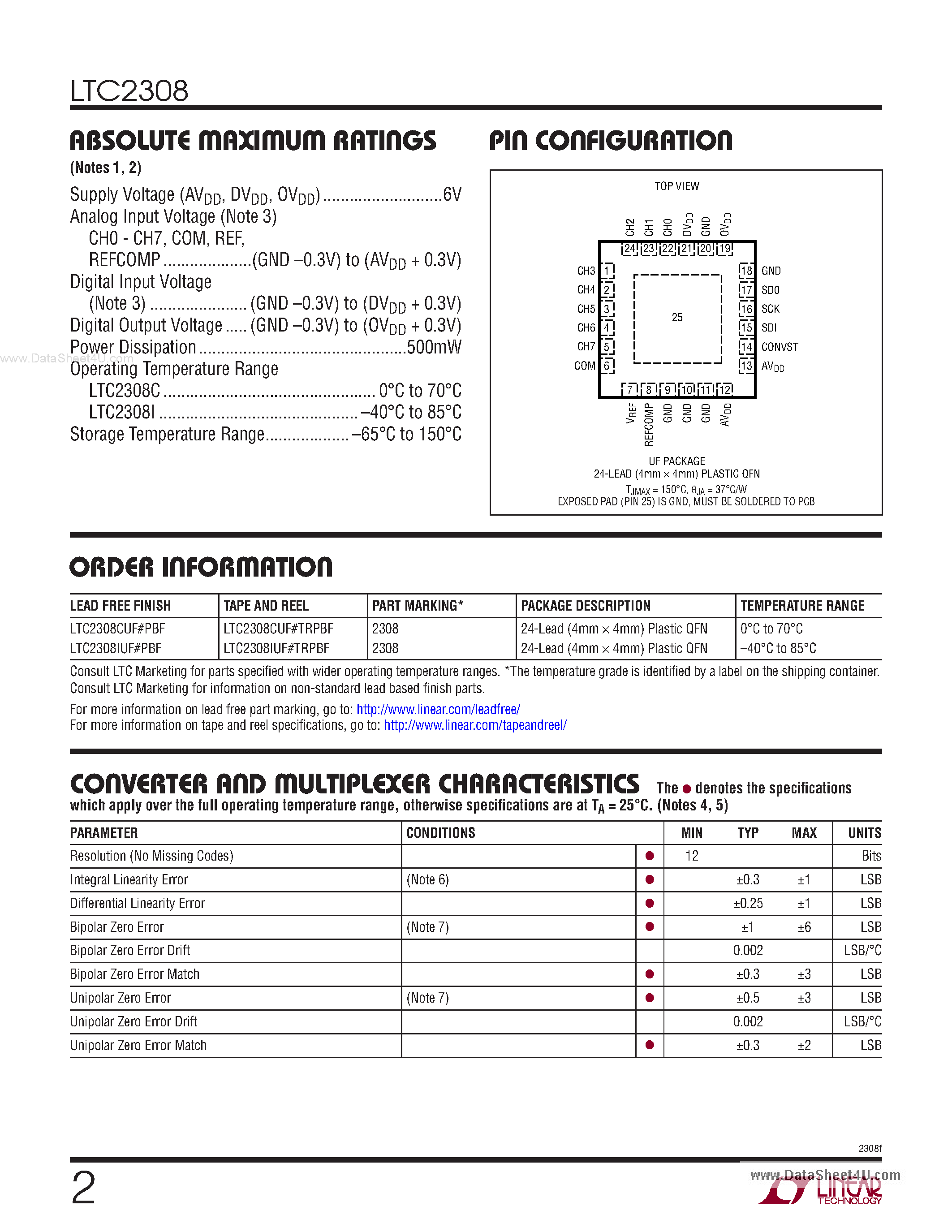 Datasheet LTC2308 - 12-Bit ADC page 2