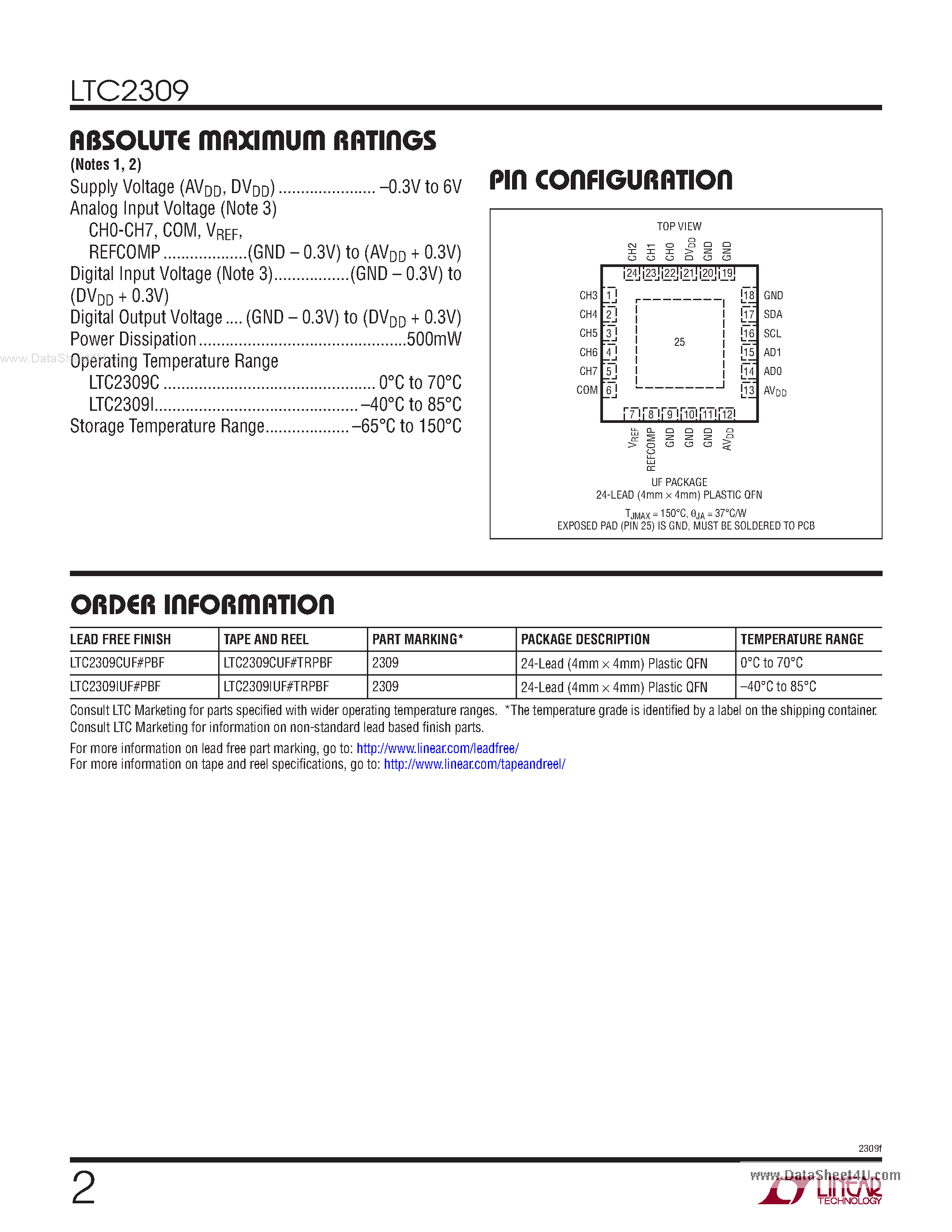 Datasheet LTC2309 - 12-Bit SAR ADC page 2