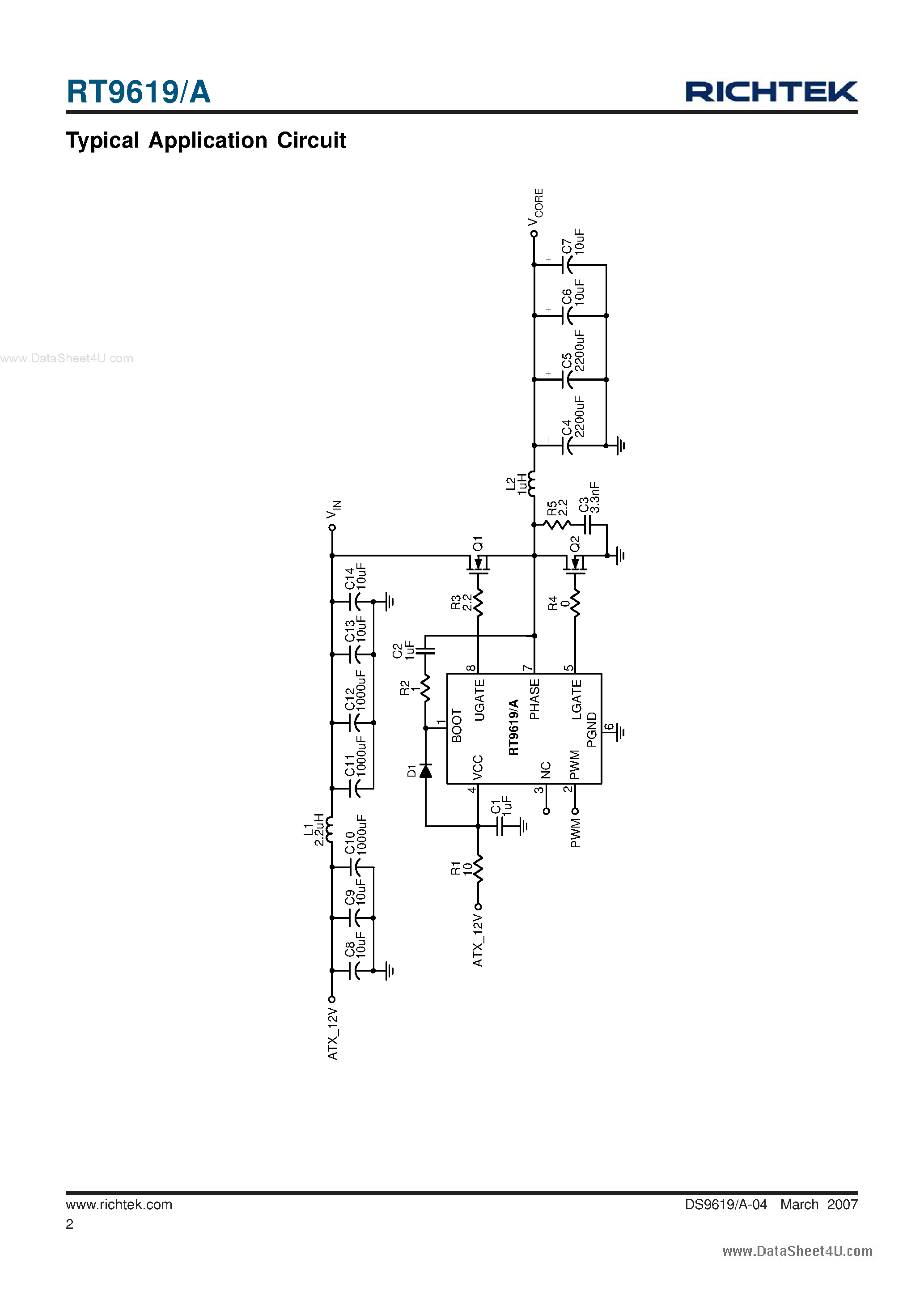 Даташит на микросхему RT9619 страница 2 Даташит RT9619 - Synchronous-Rectified Buck MOSFET Drivers страница 2