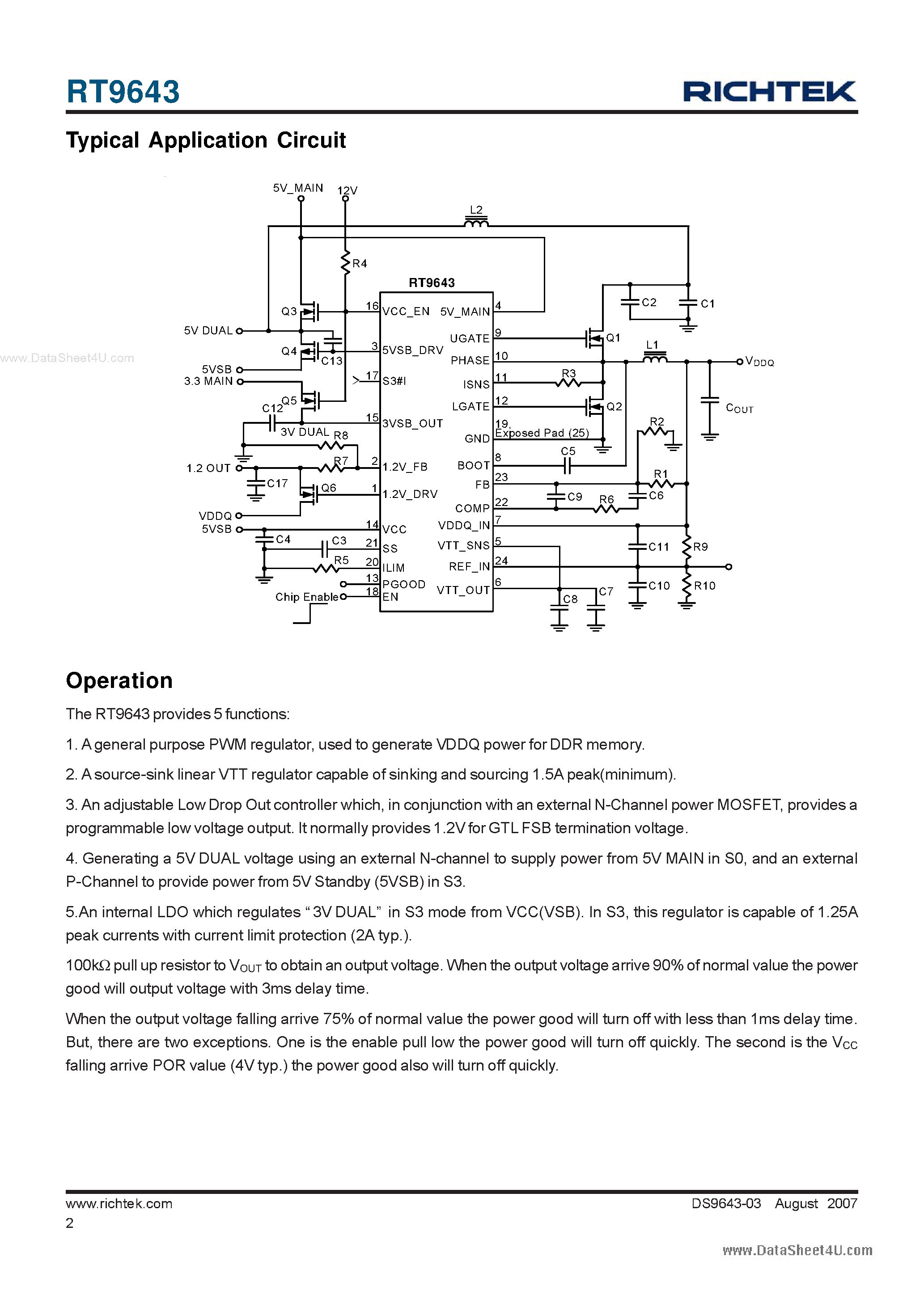 Datasheet RT9643 page 2 Datasheet RT9643 - 5 Channel ACPI Regulator page 2