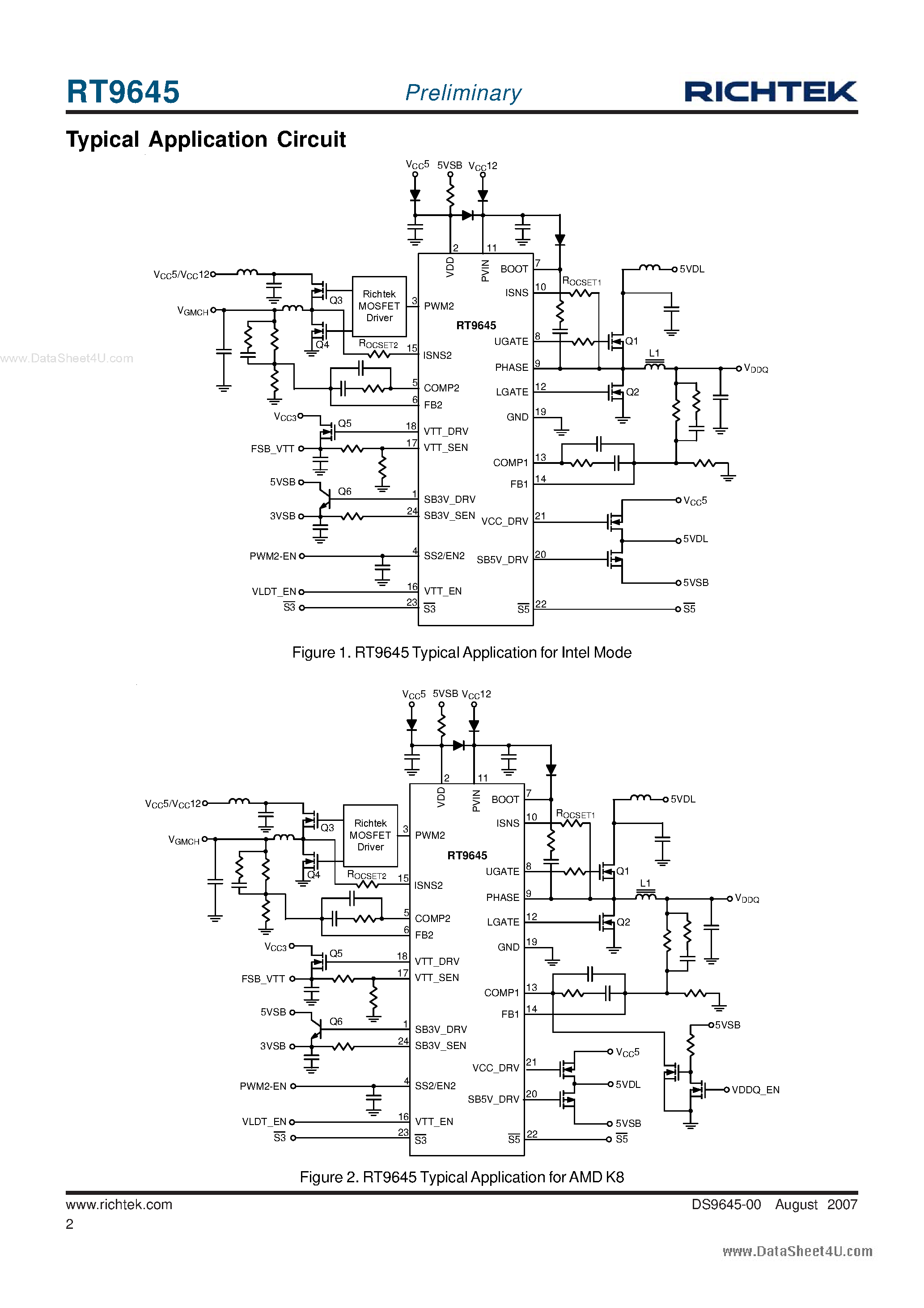 Datasheet RT9645 page 2 Datasheet RT9645 - 5 Channels ACPI Regulator page 2