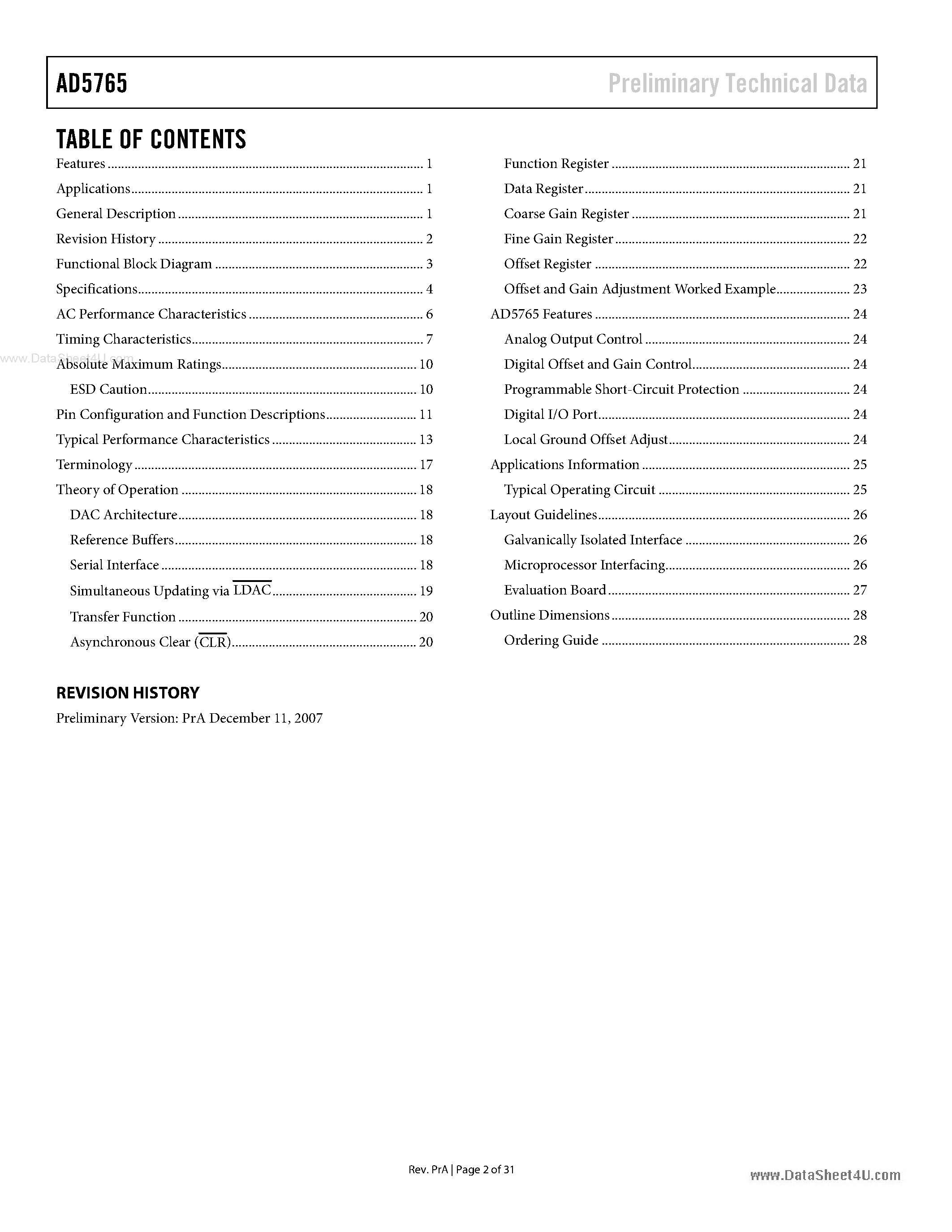 Datasheet AD5765 - Complete Quad / 16-Bit / High Accuracy page 2