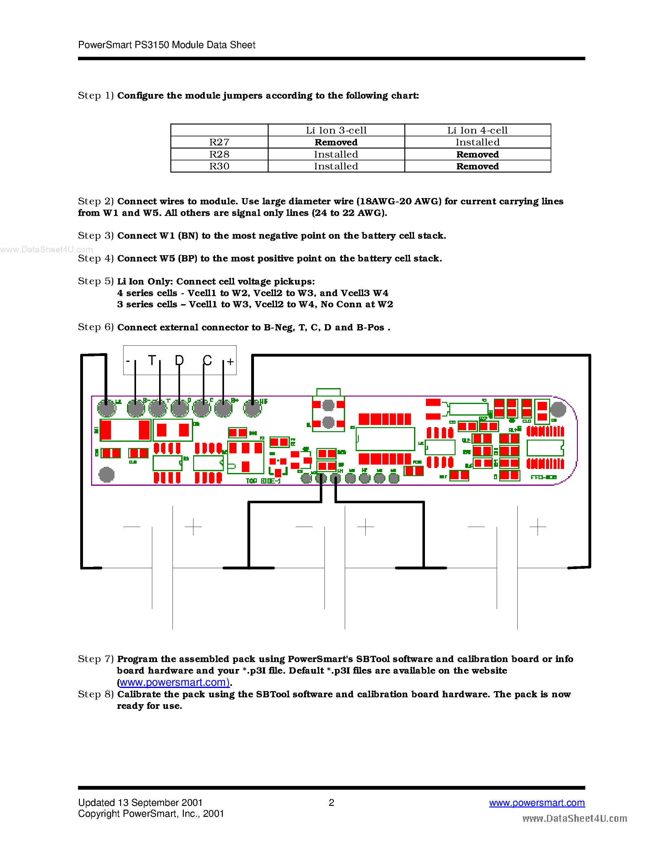 Datasheet PS3153 - (PS3153 / PS3154) 3 Cell Smart Battery Module page 2