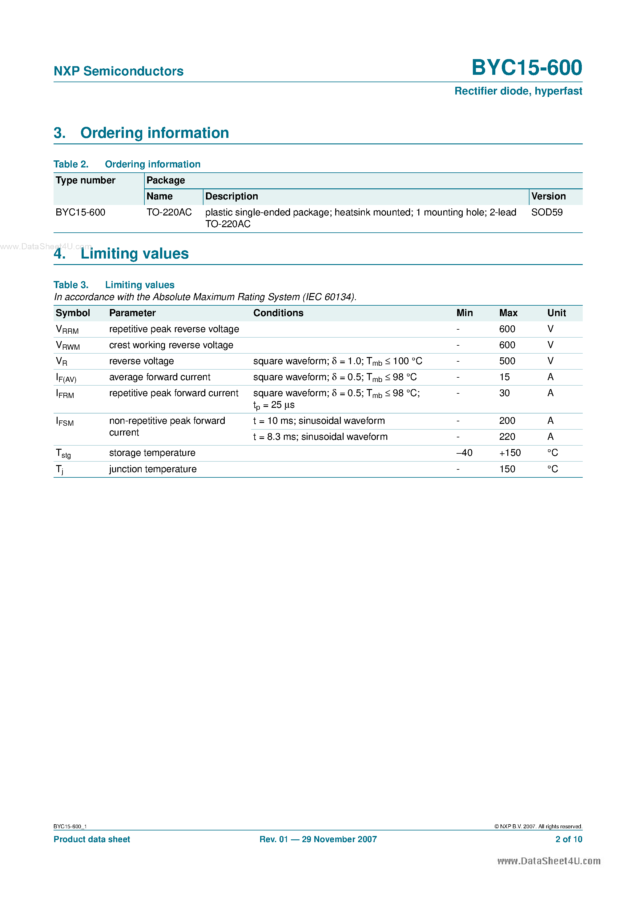 Datasheet BYC15-600 - Rectifier Diode page 2