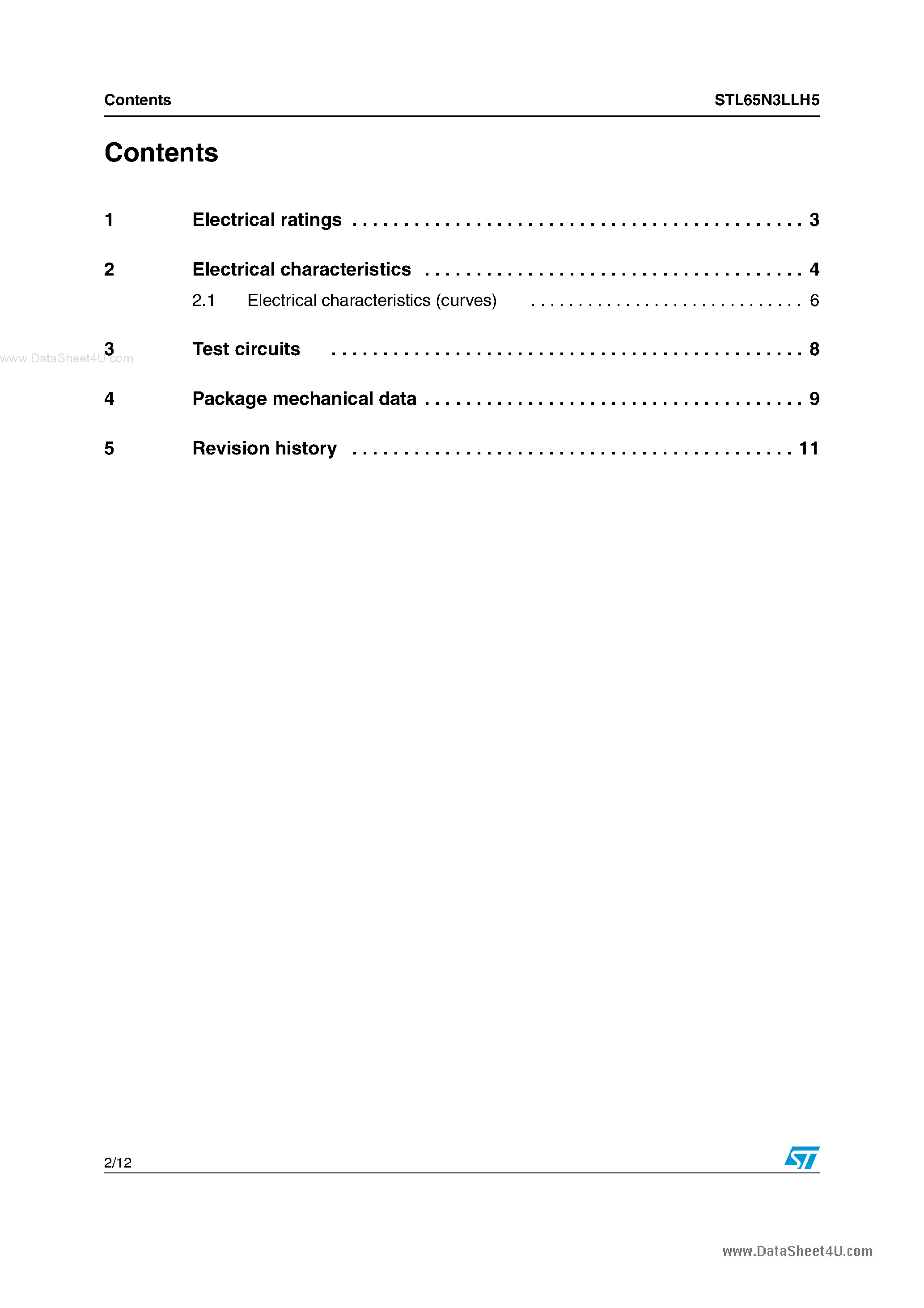 Datasheet STL65N3LLH5 - N-channel Power MOSFET page 2