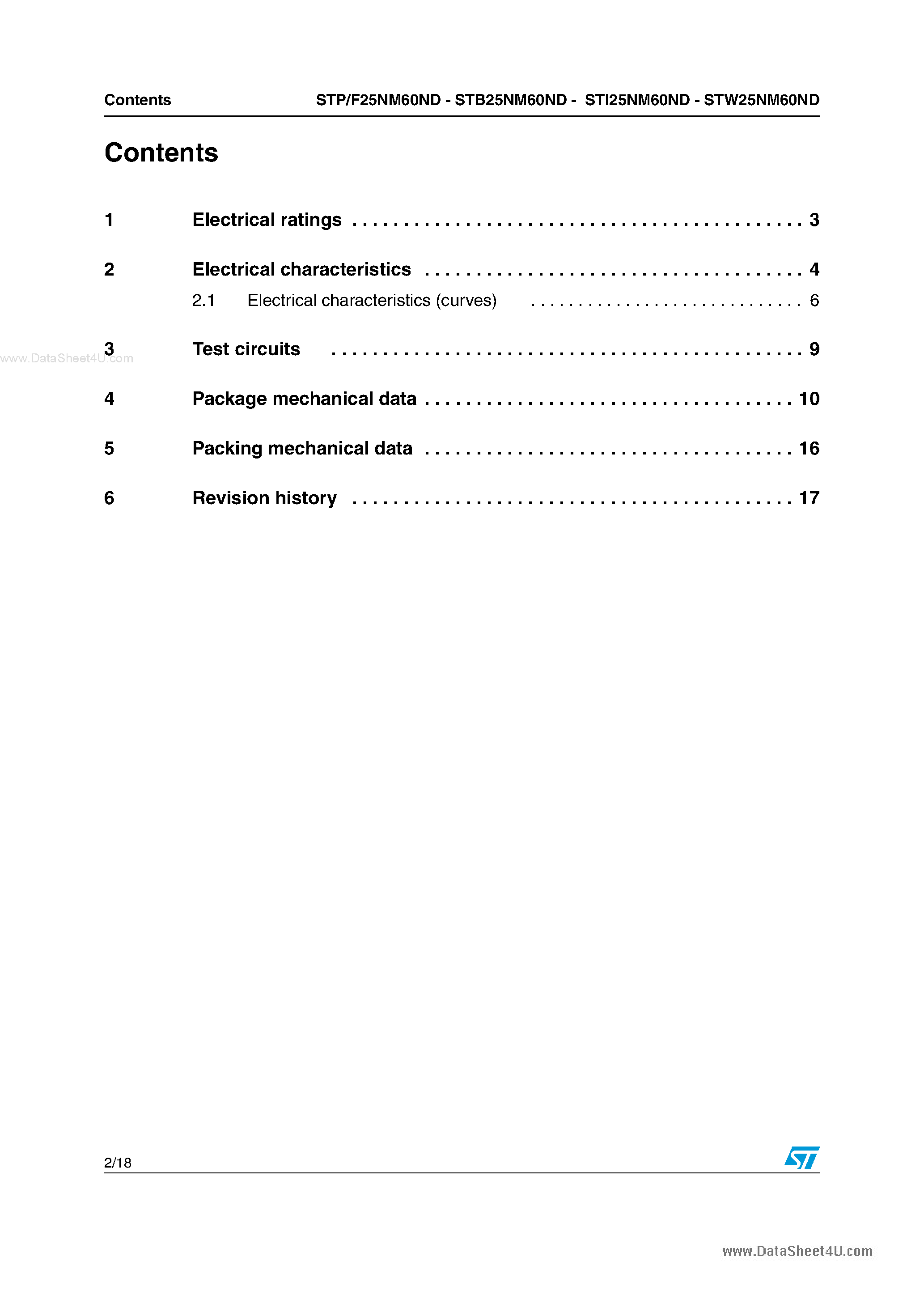Datasheet STB25NM60ND - N-channel MOSFET page 2
