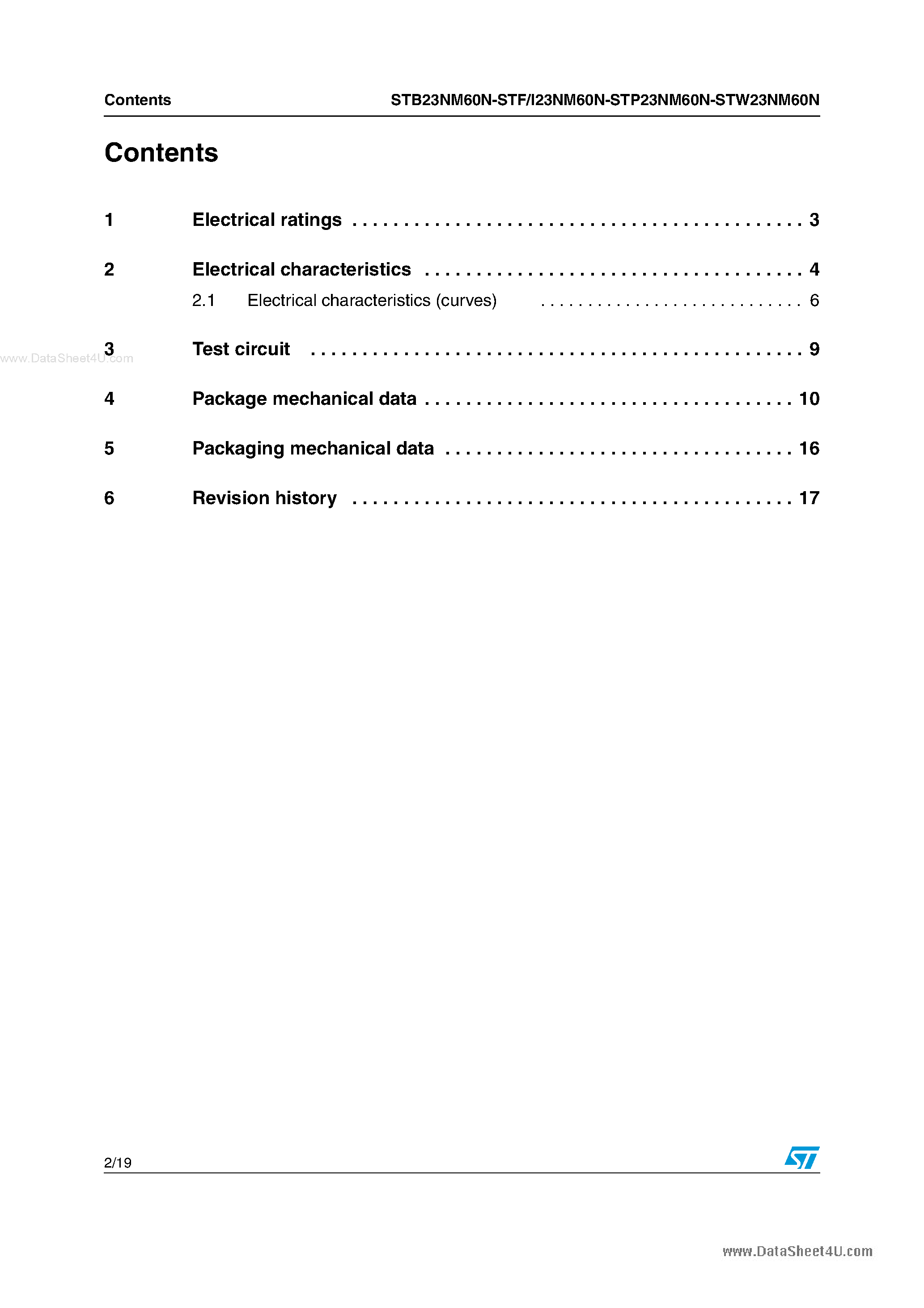 Datasheet STP23NM60N - N-channel Power MOSFET page 2