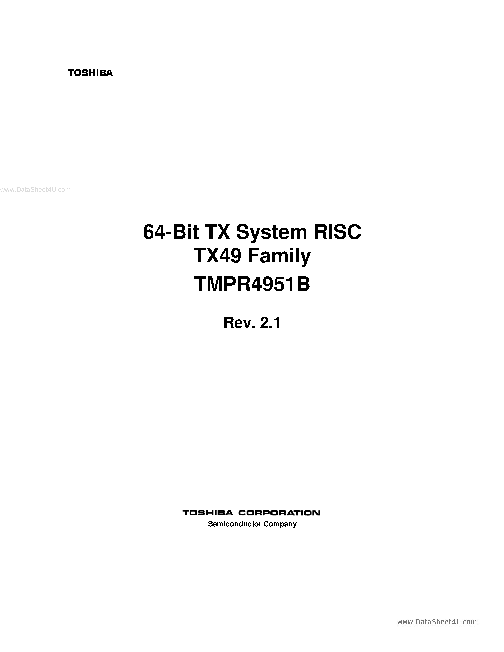 Datasheet TMPR4951B - 64-Bit TX System RISC TX49 Family page 1