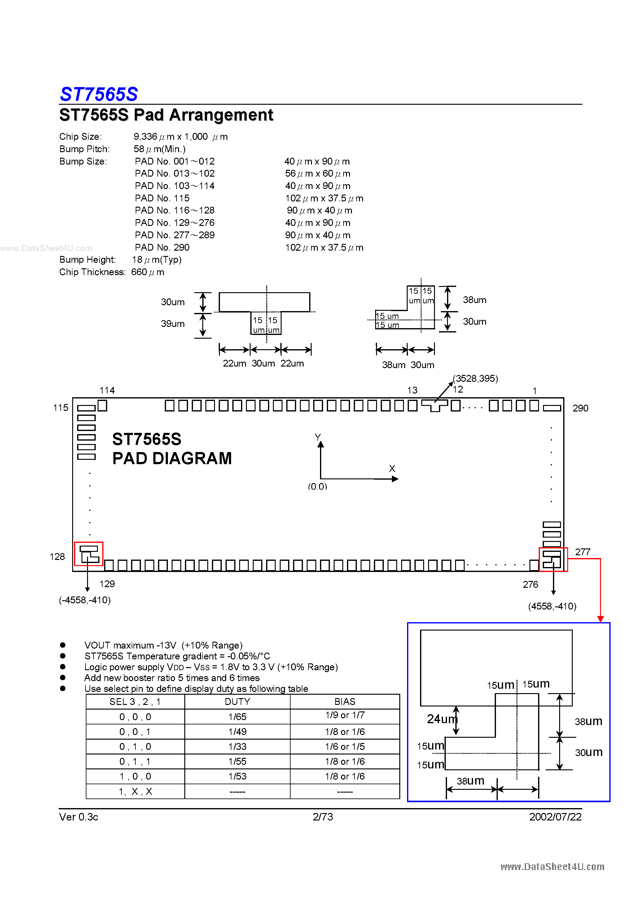 Datasheet ST7565S page 2 Datasheet ST7565S - 65 x 132 Dot Matrix LCD Controller/Driver page 2