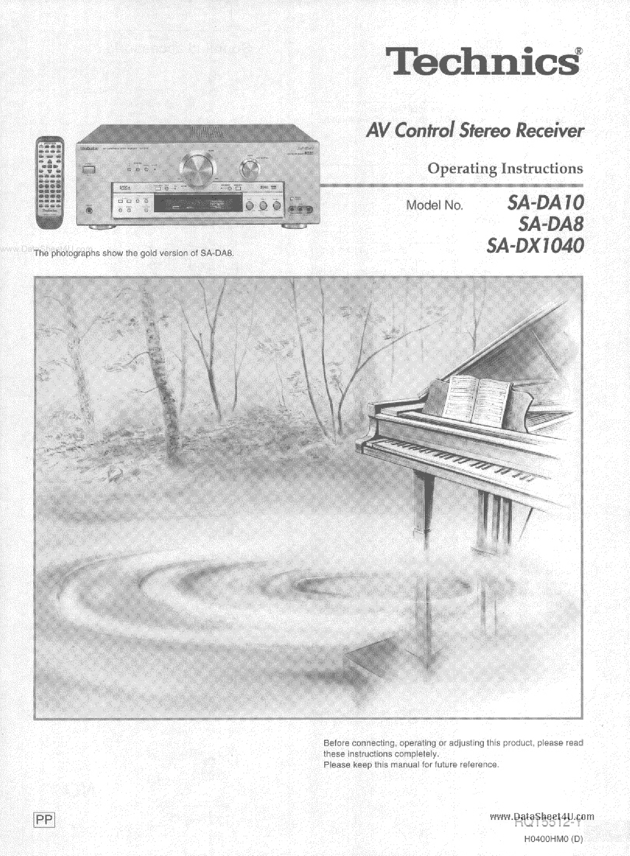 Даташит SA-DA10 - (SA-Dxxx) AV Control Stereo Receiver страница 1