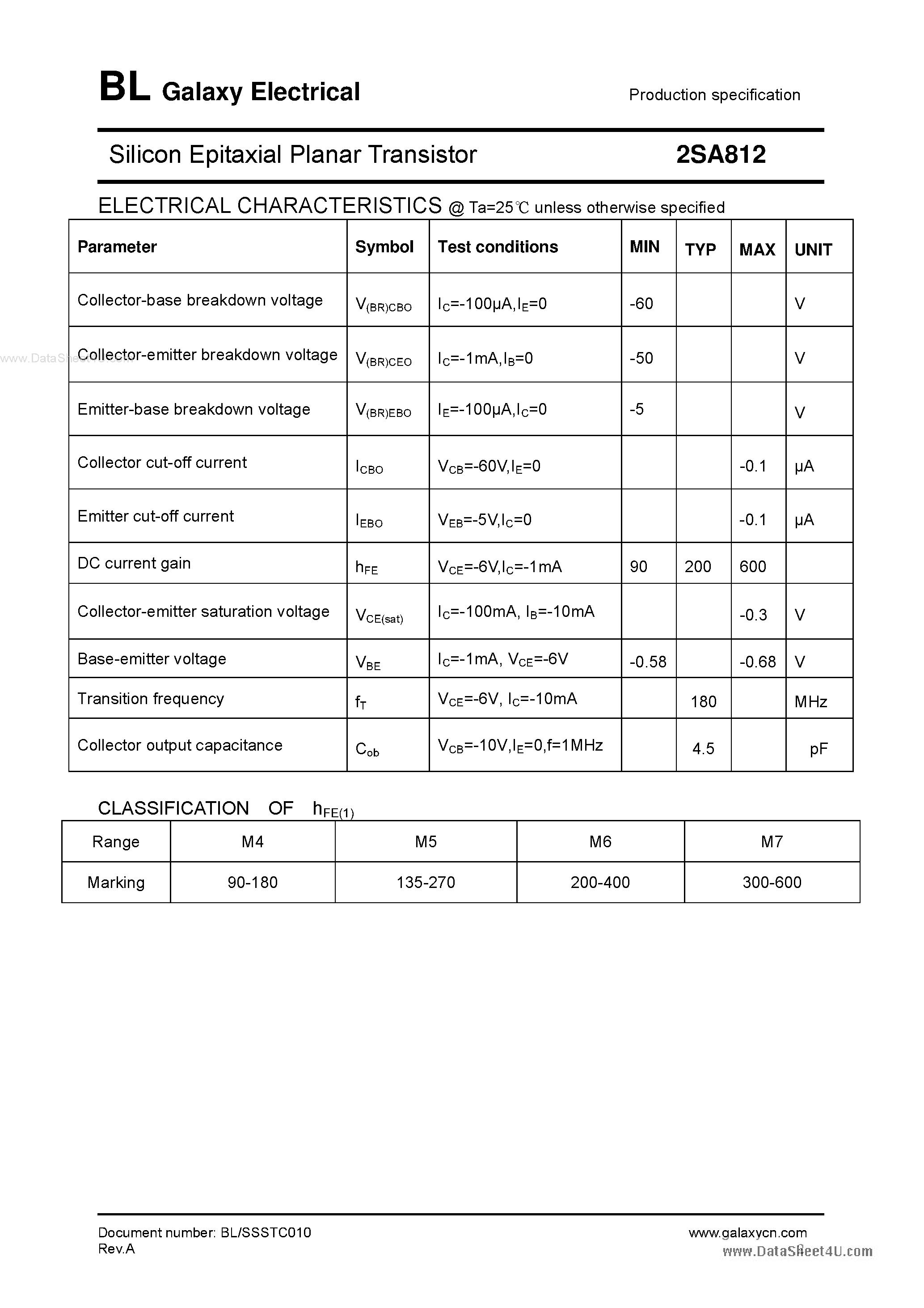 Datasheet 2SA812 - Silicon Epitaxial Planar Transistor page 2