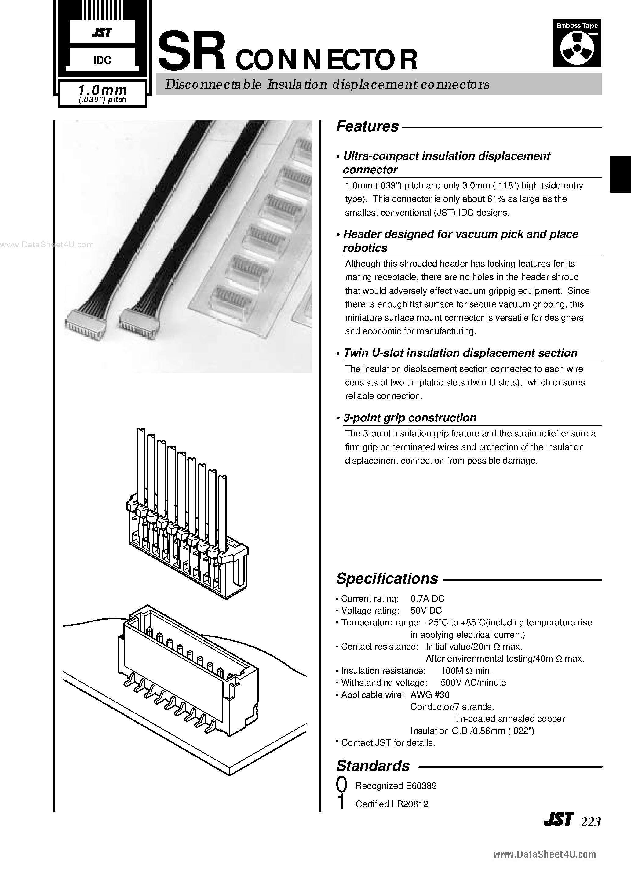 Даташит на микросхему 10SR-3S страница 1 Даташит 10SR-3S - Disconnectable Insulation displacement connectors страница 1