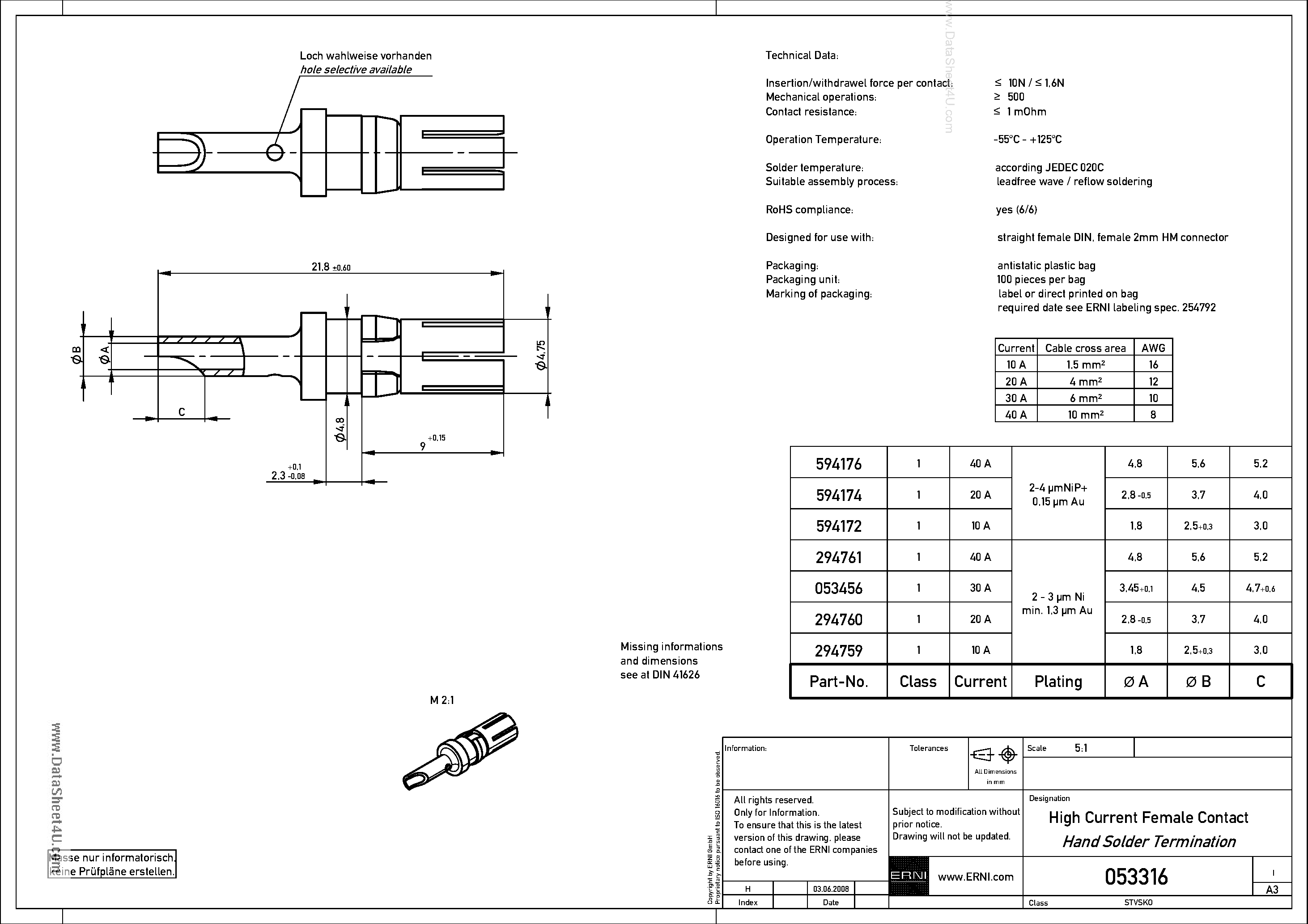 Datasheet 594174 - Connector page 1