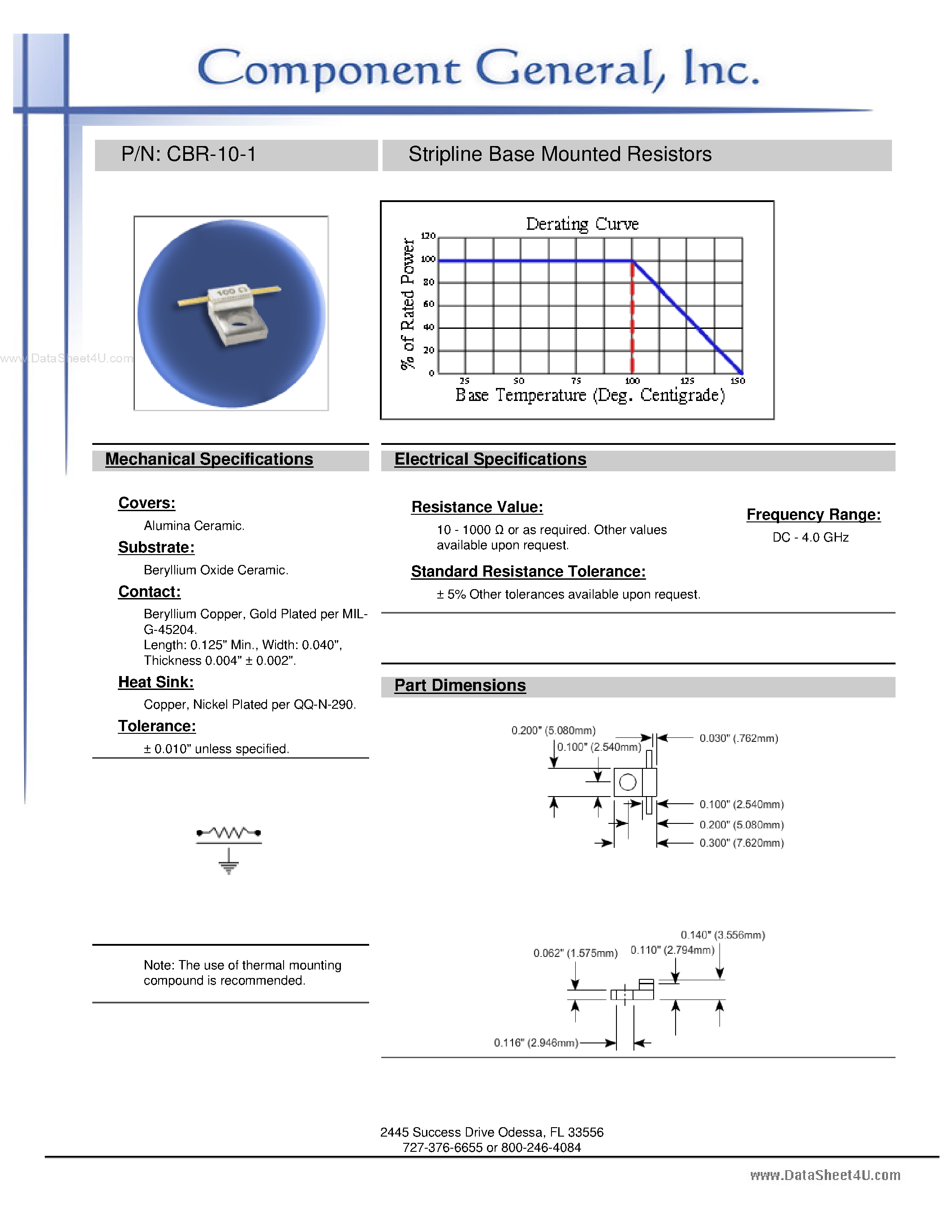 Datasheet CBR-10-1 - (CBR-x0-x) 1 Hole Base Mounted Resistors page 2