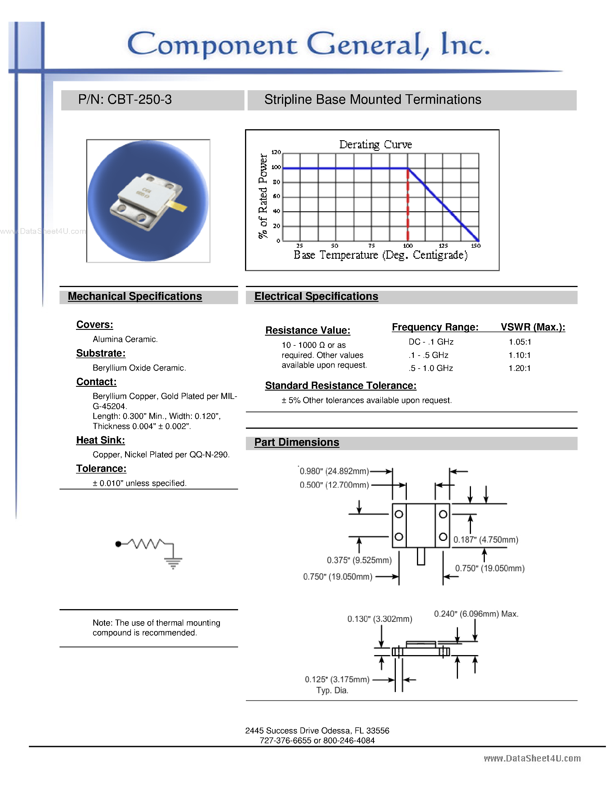 Datasheet CBT-250-3 - (CBT-xxx) 4 Hole Base Mounted Terminations page 2