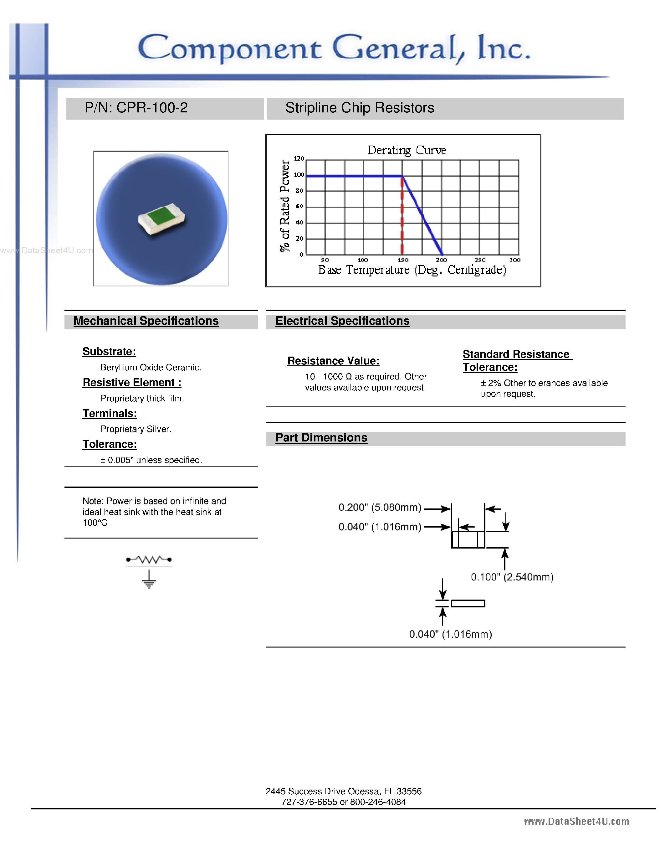 Datasheet CPR-100-2 - (CPR-xxx) Surface Mount Resistors page 2