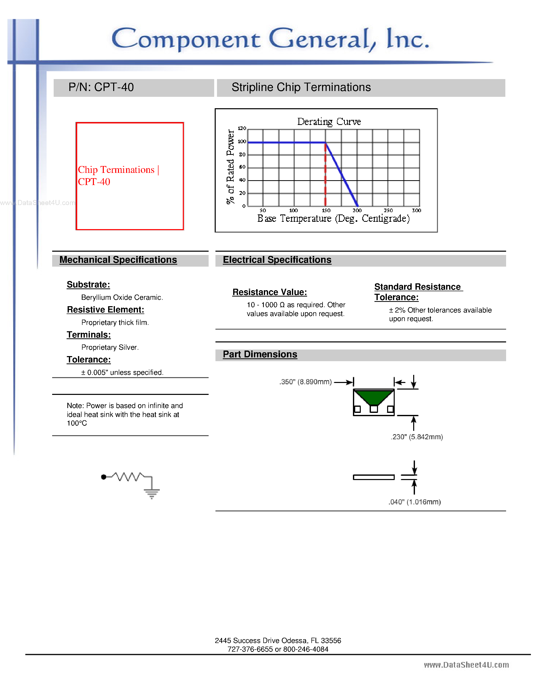 Datasheet CPT-100-2 - (CPT-xxx) Surface Mount Terminations page 2