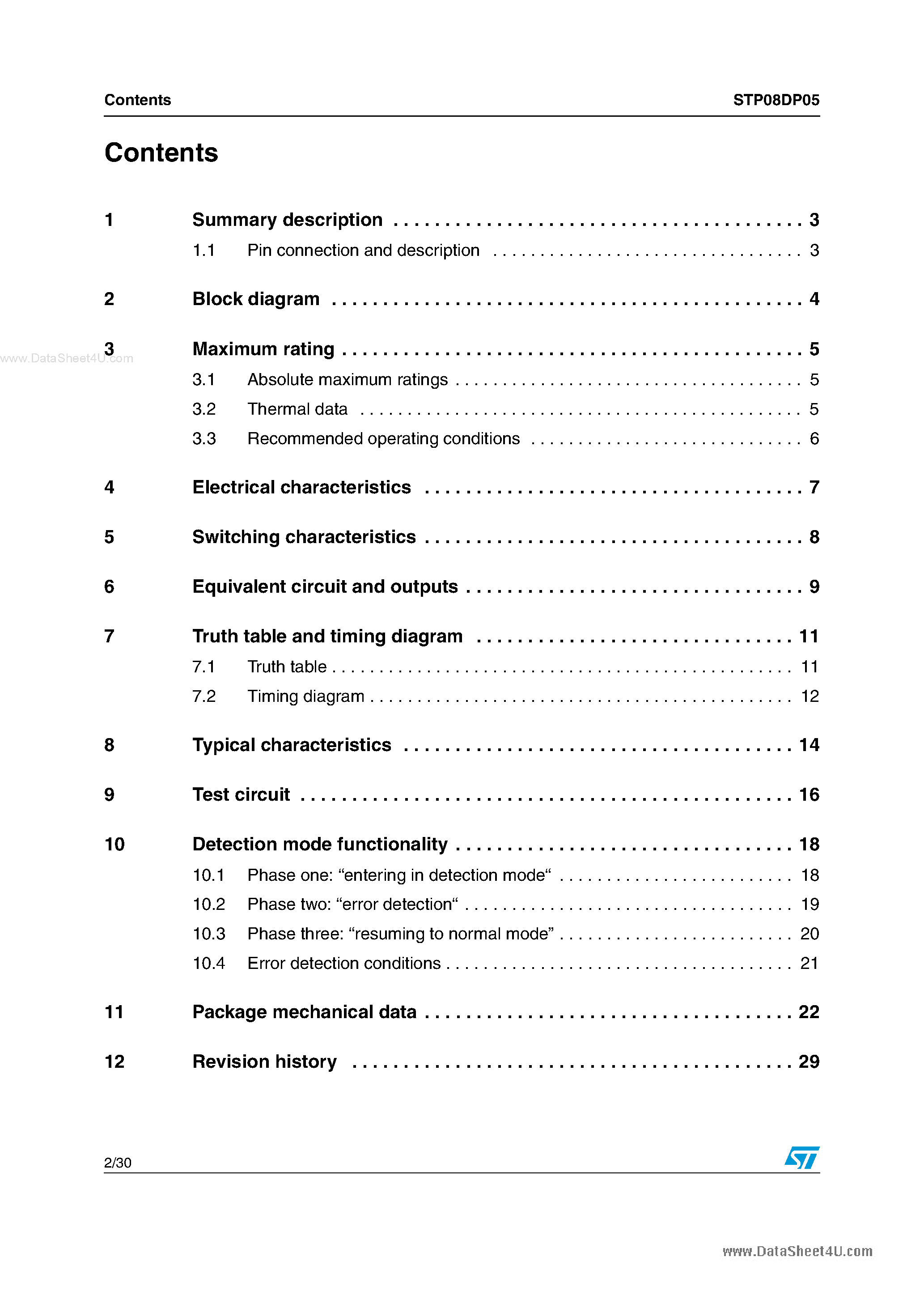 Даташит STP08DP05 - Low voltage 8-Bit constant current Led sink страница 2