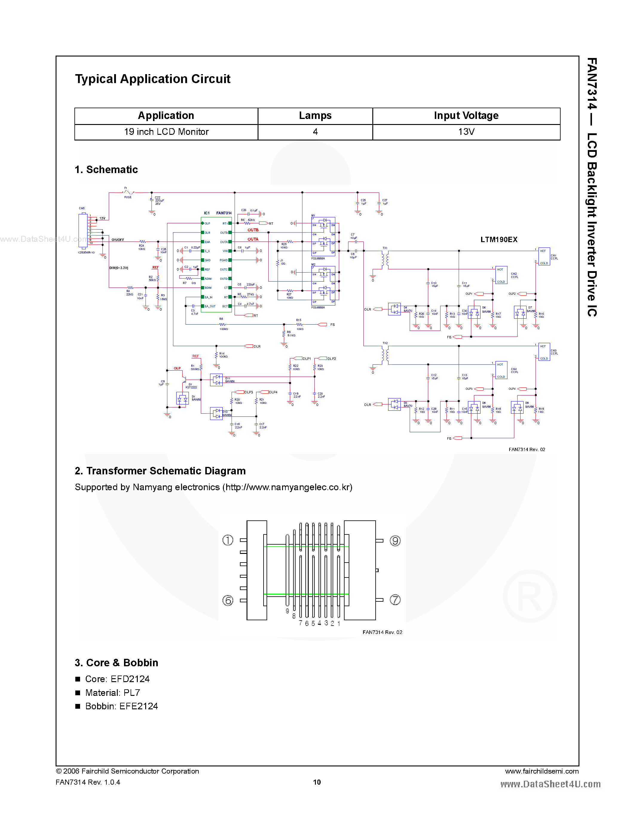 Даташит FAN7314 - LCD Backlight Inverter Drive IC страница 2