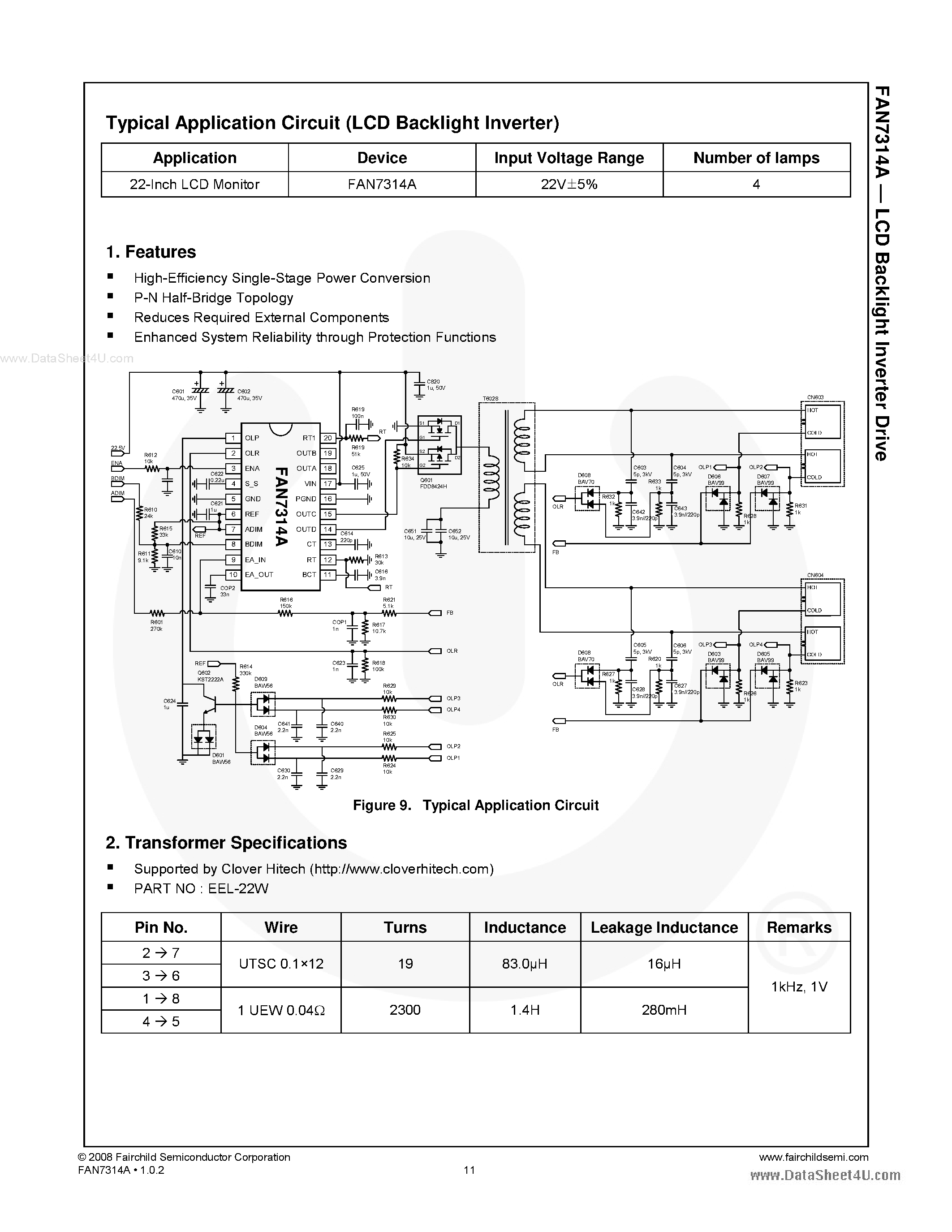 Даташит FAN7314A - LCD Backlight Inverter Drive IC страница 2