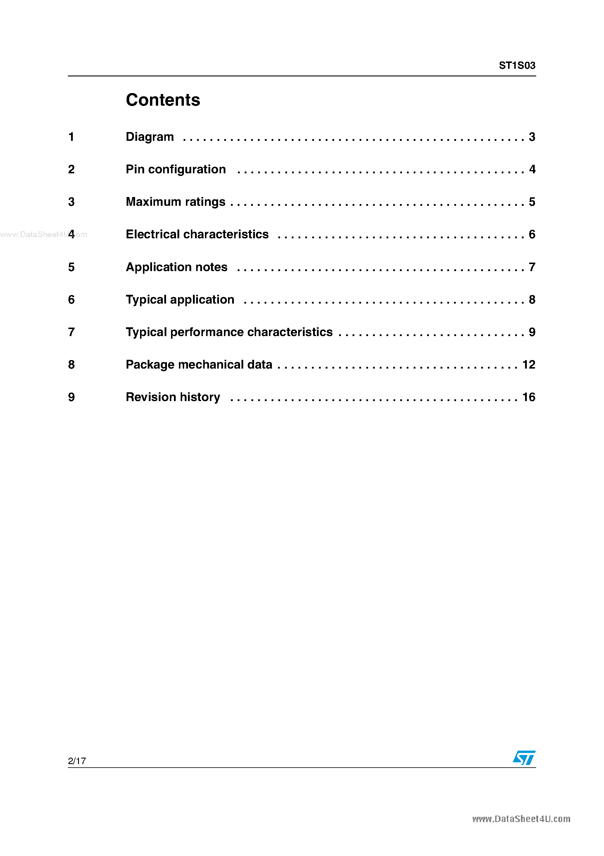 Datasheet ST1S03 page 2 Datasheet ST1S03 - step-down switching regulator page 2