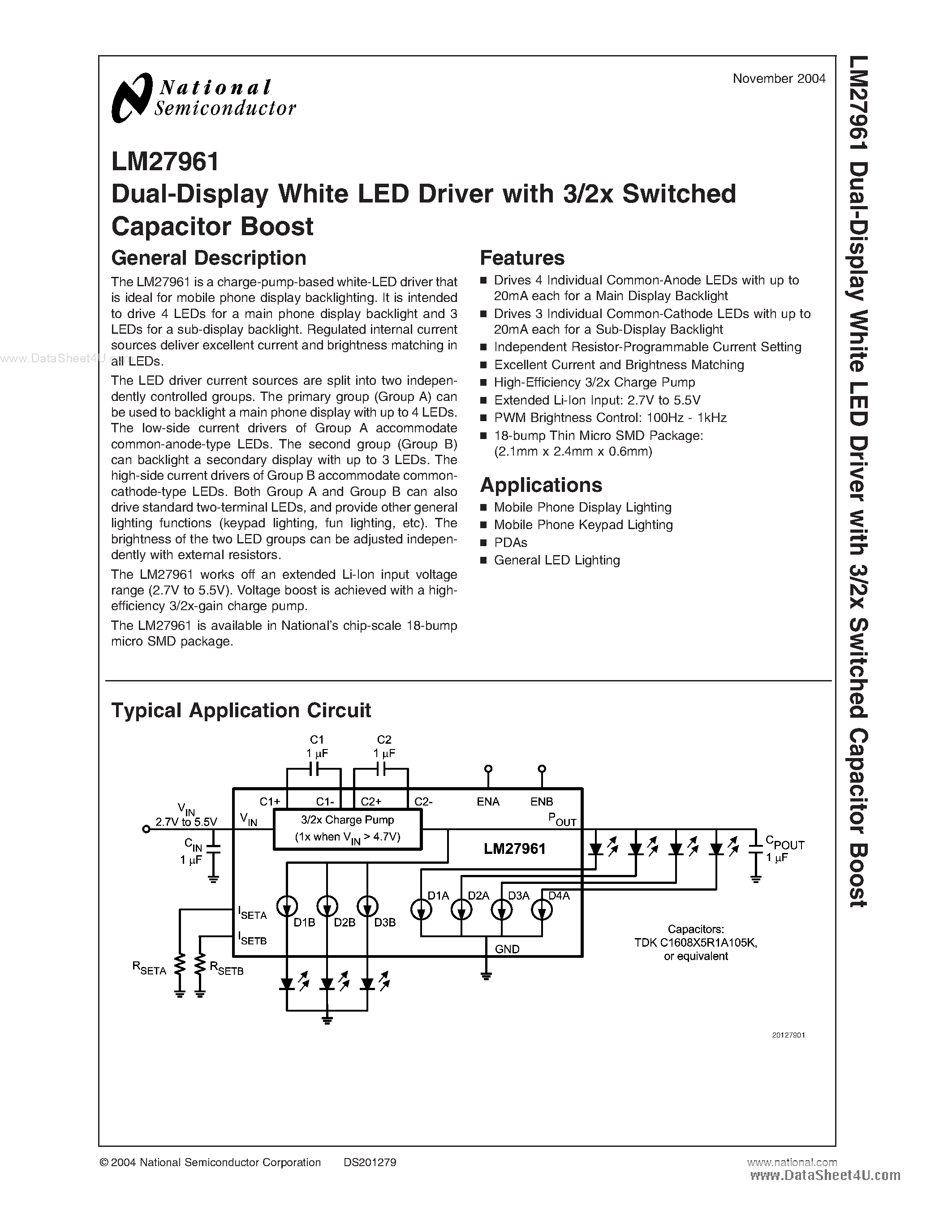Datasheet LM27961 - Dual-Display White page 1