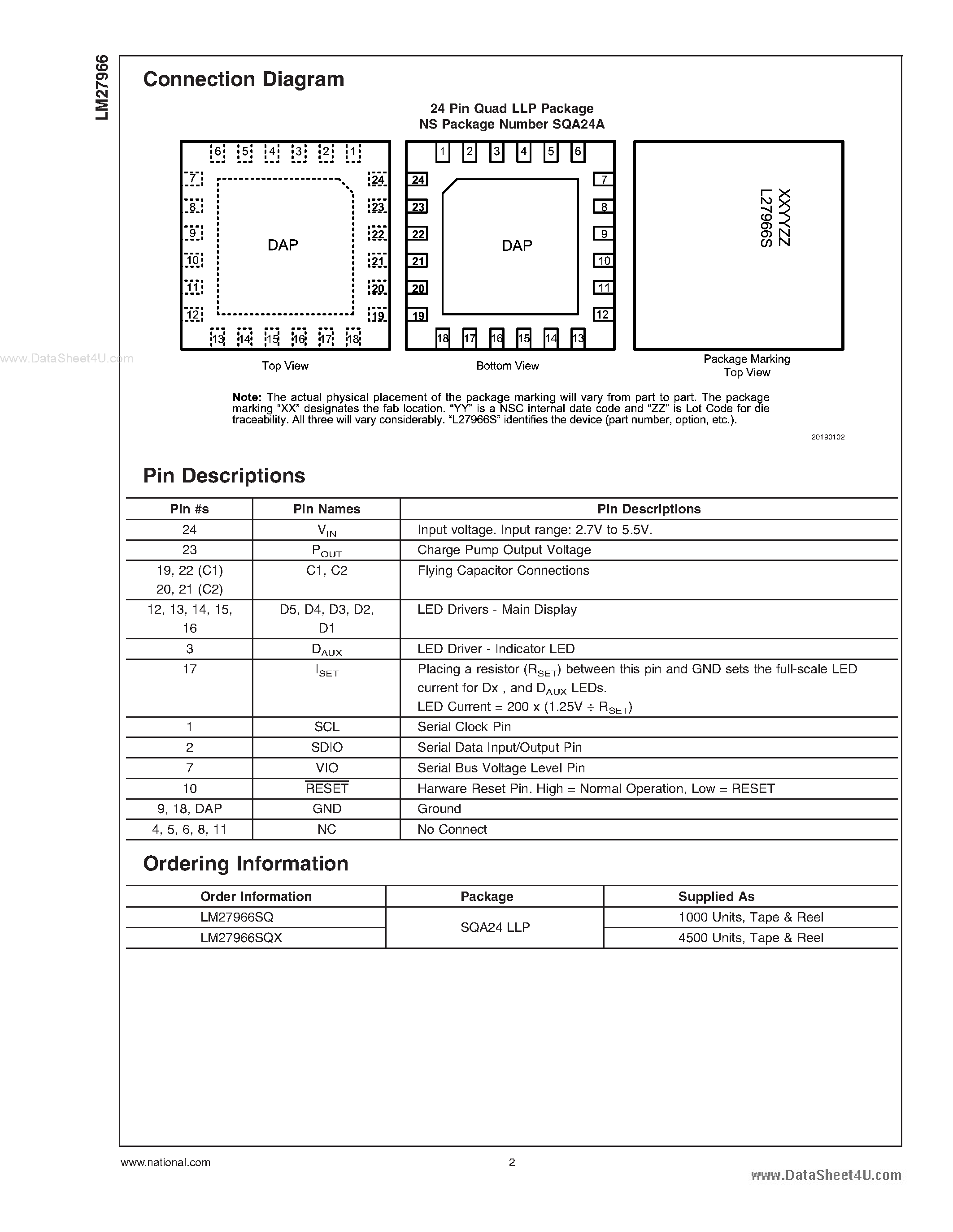 Datasheet LM27966 - White LED Driver page 2