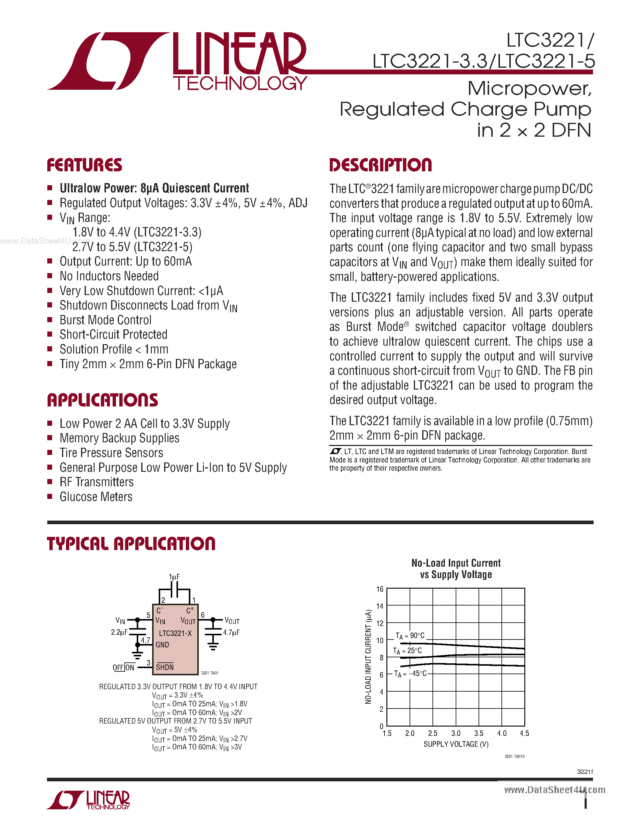 Datasheet LTC3221 - Micropower page 1
