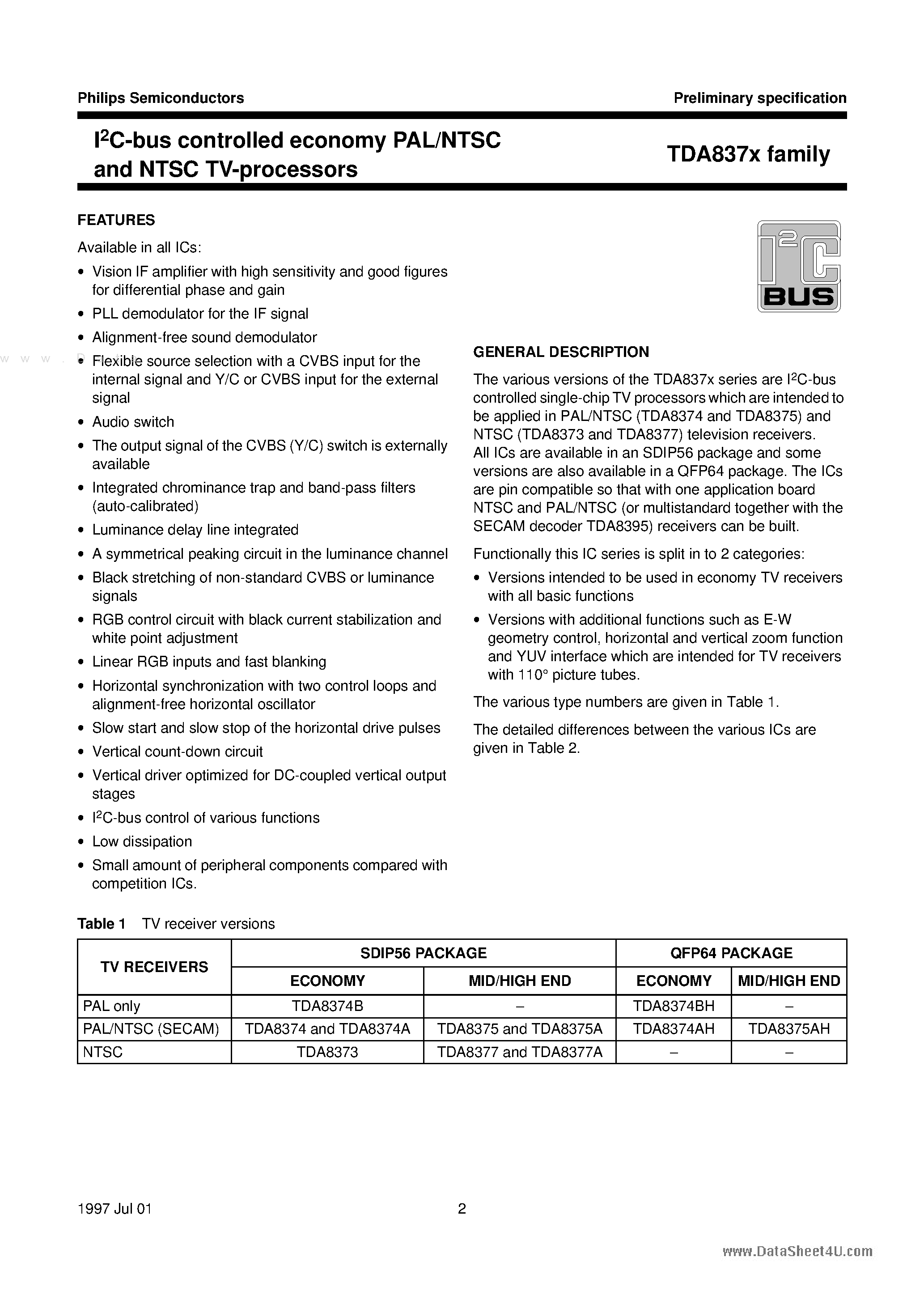 Datasheet 8374C page 2 Datasheet 8374C - Search -----> TDA8374C page 2