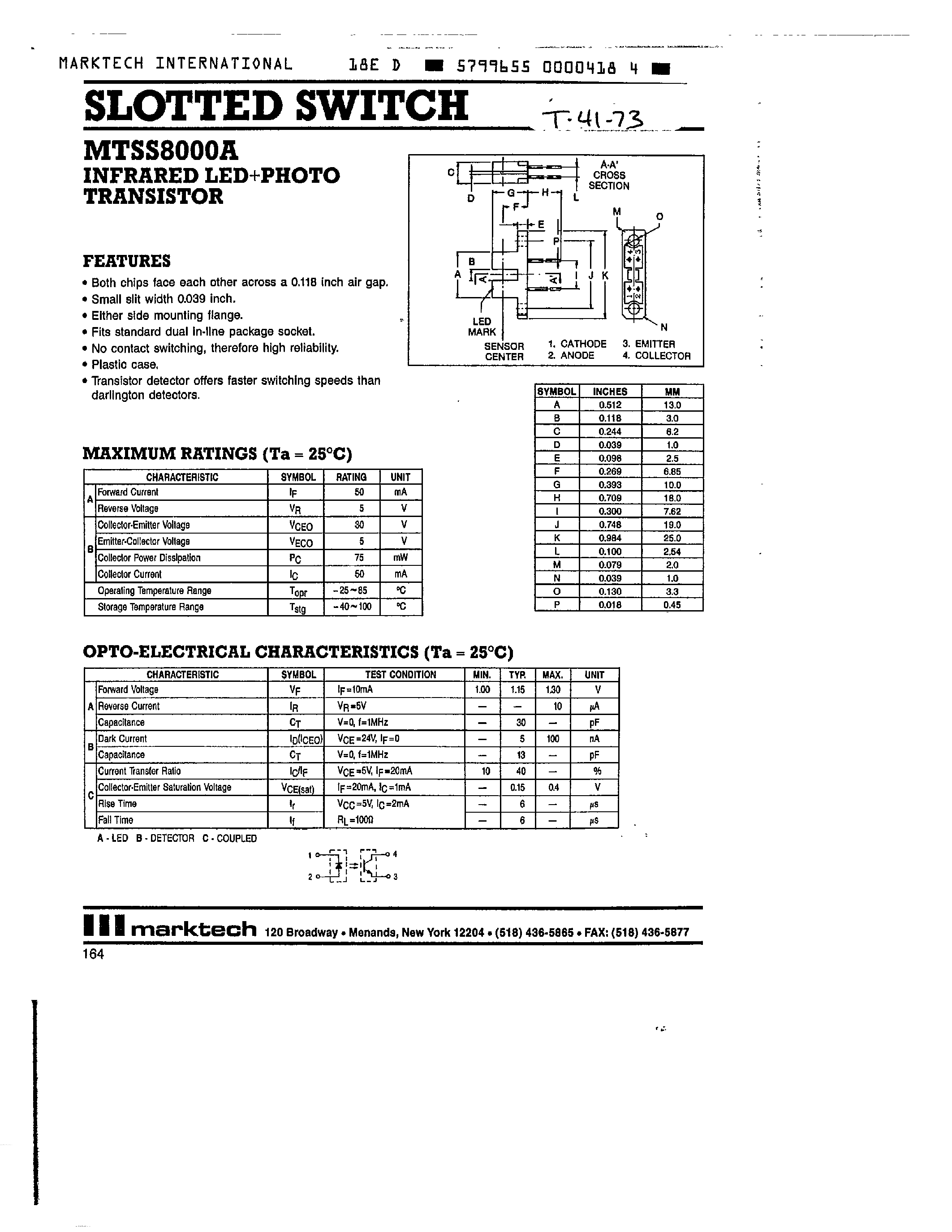 Datasheet MTSS8000A page 1 Datasheet MTSS8000A - SLOTTED SWITCH page 1