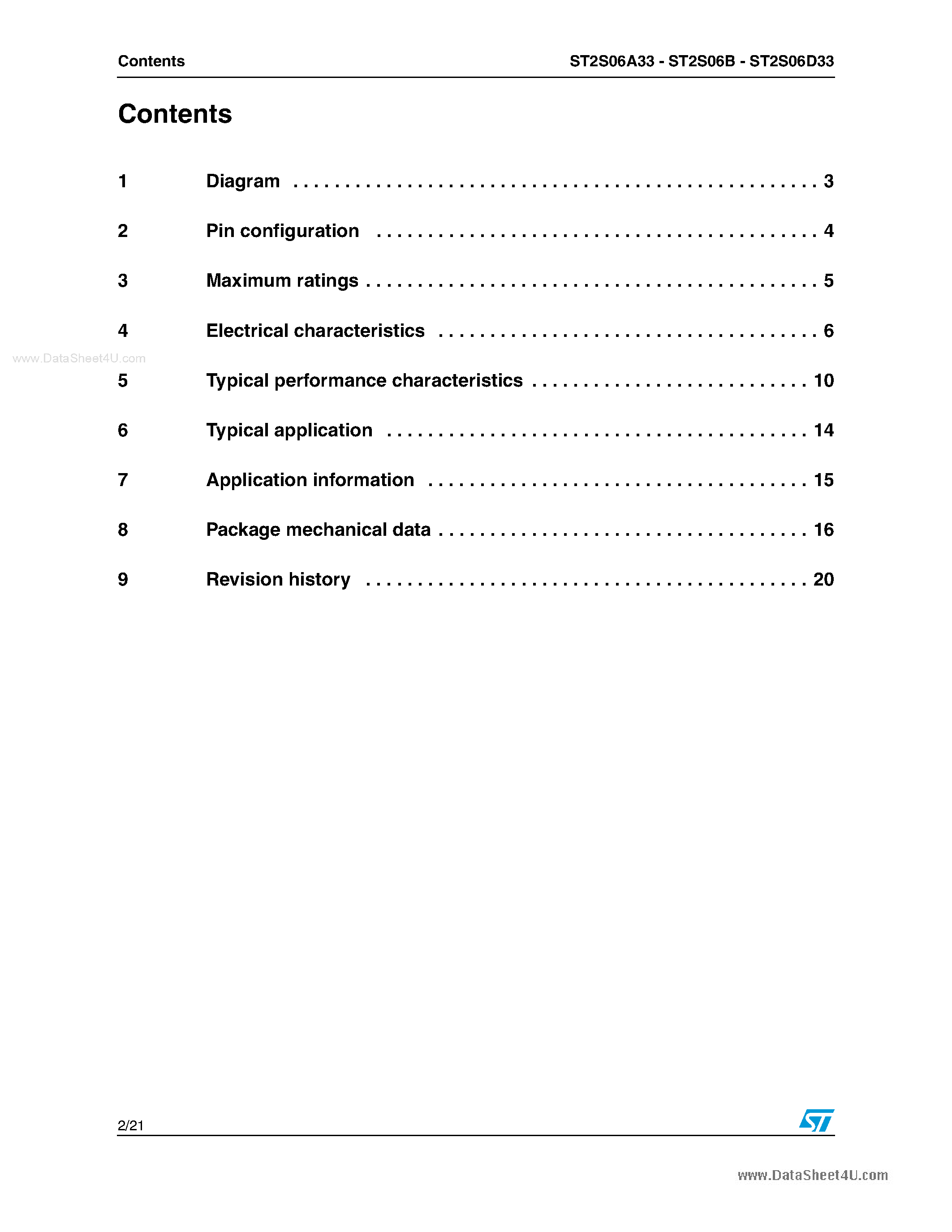 Datasheet ST2S06A33 page 2 Datasheet ST2S06A33 - (ST2S06xxx) Dual synchronous rectification page 2