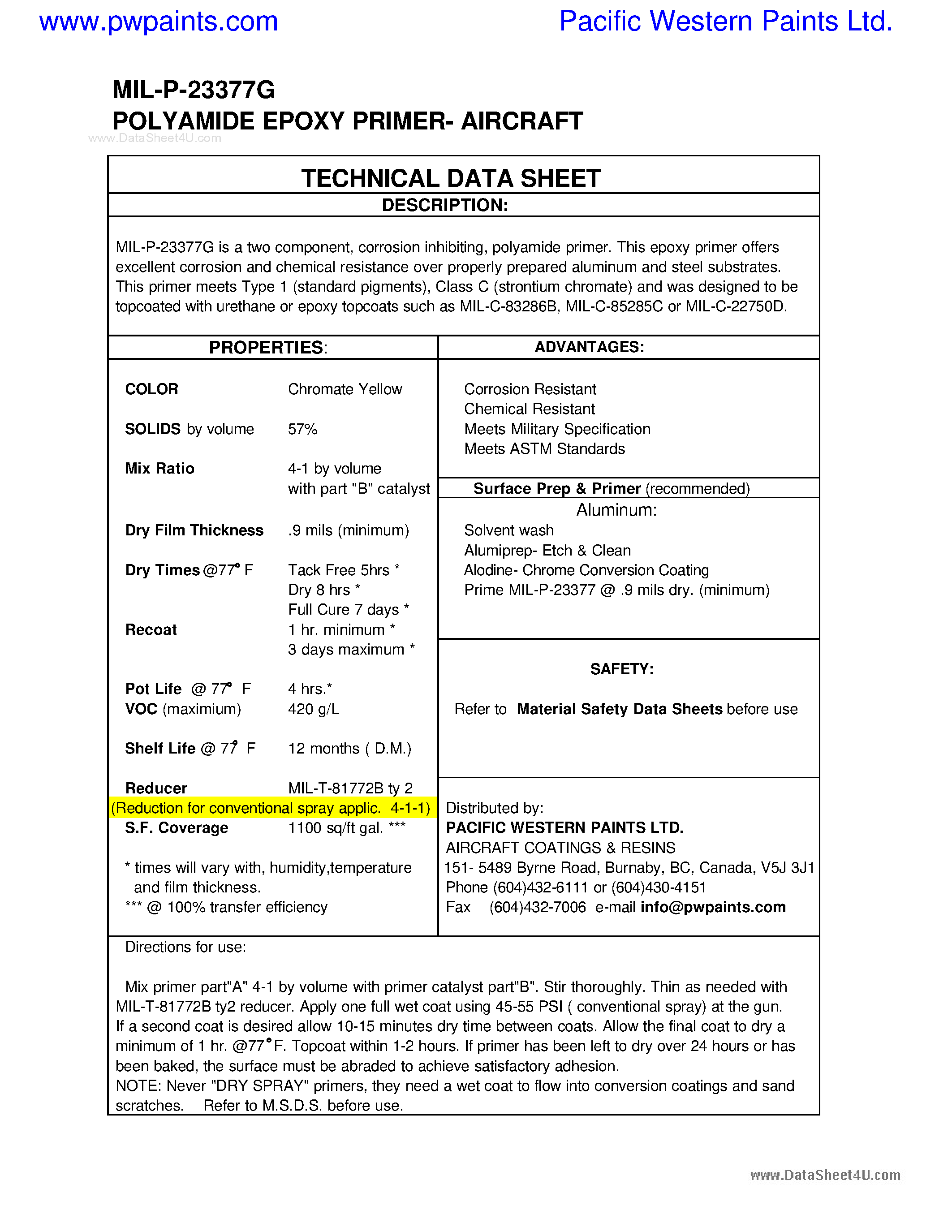 Даташит на микросхему MIL-P-23377G страница 1 Даташит MIL-P-23377G - Polyamide Epoxy Primer страница 1