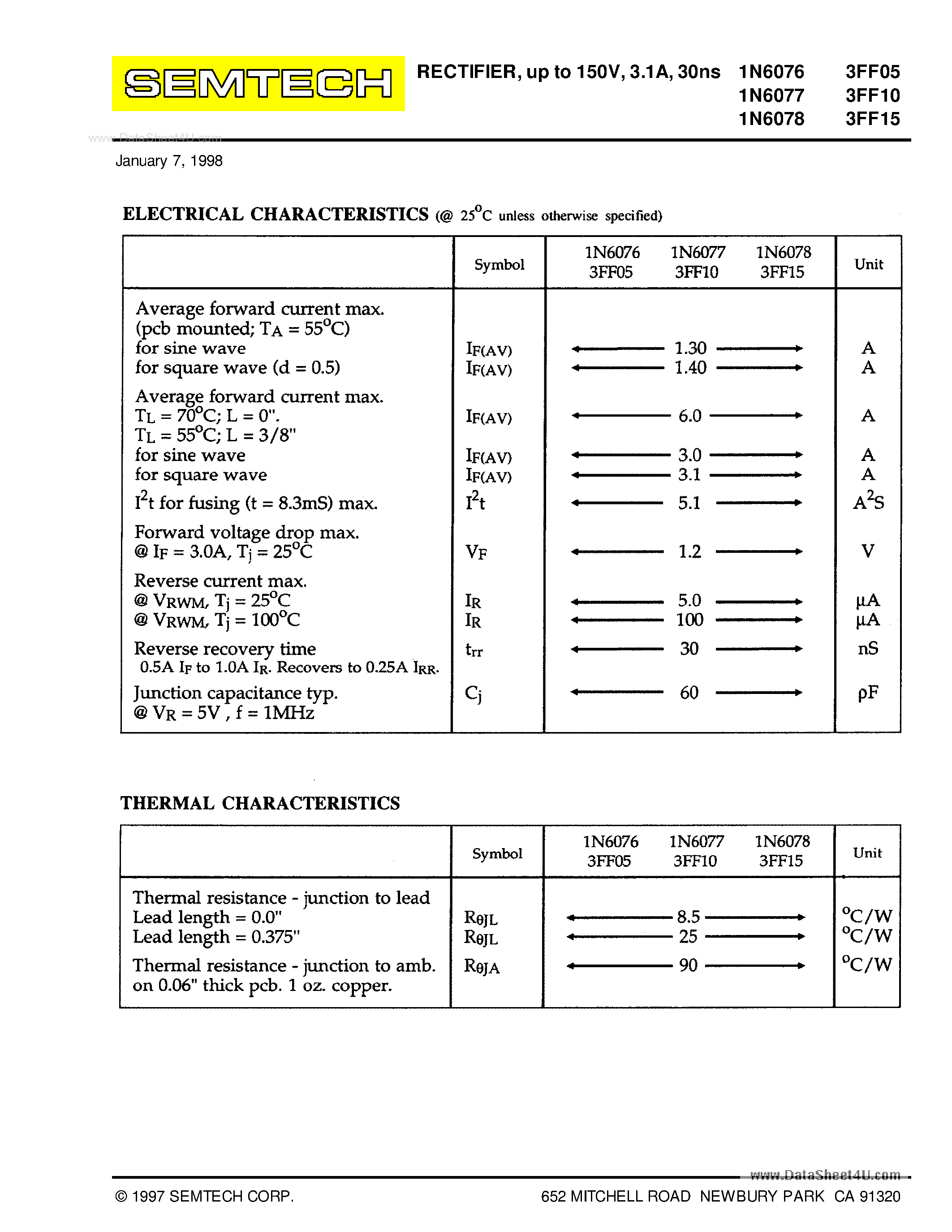 Даташит на микросхему 3FF05 страница 2 Даташит 3FF05 - (3FFxx) RECTIFIER страница 2