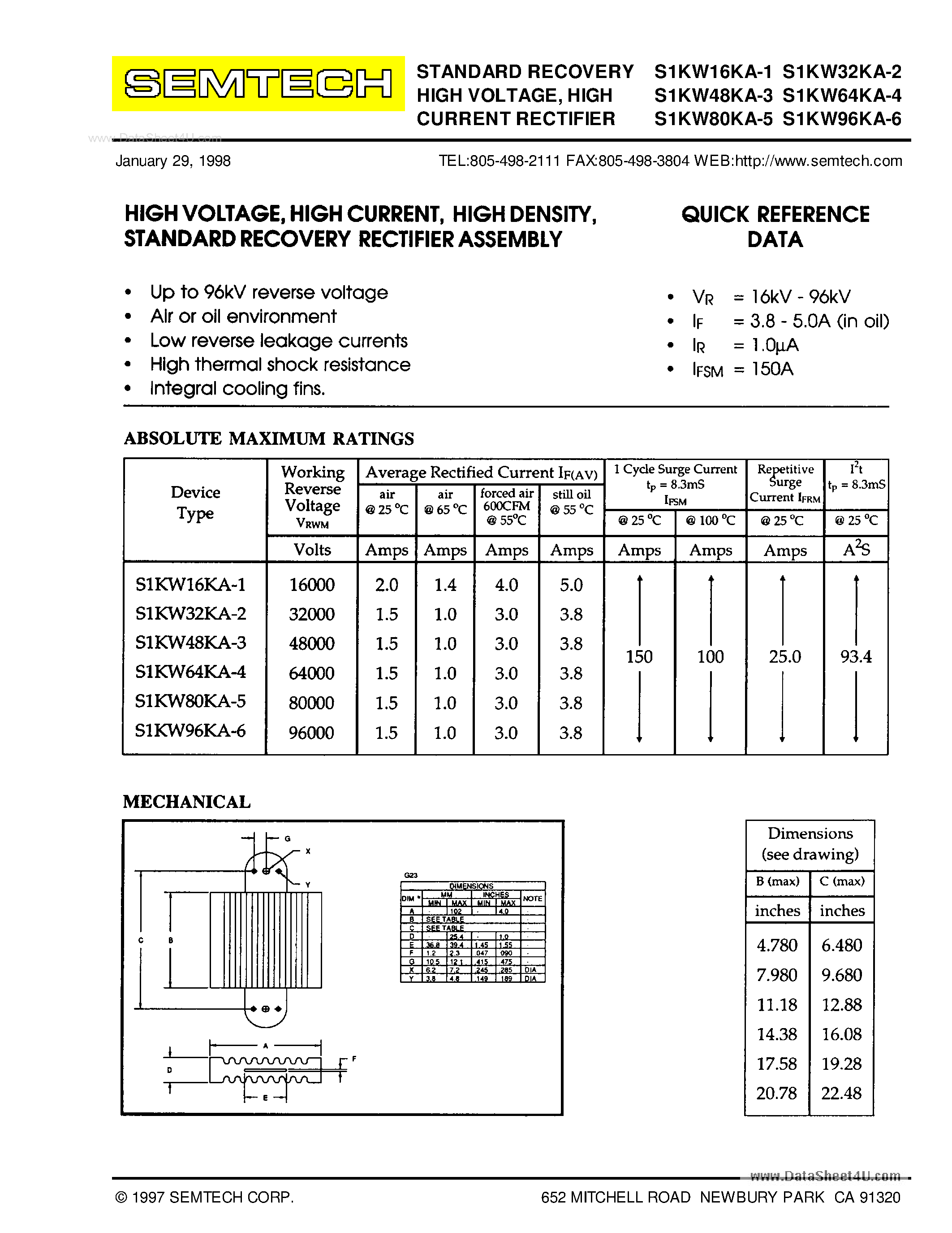 Datasheet S1KWxxKA-x page 1 Datasheet S1KWxxKA-x - HIGH CURRENT RECTIFIER page 1
