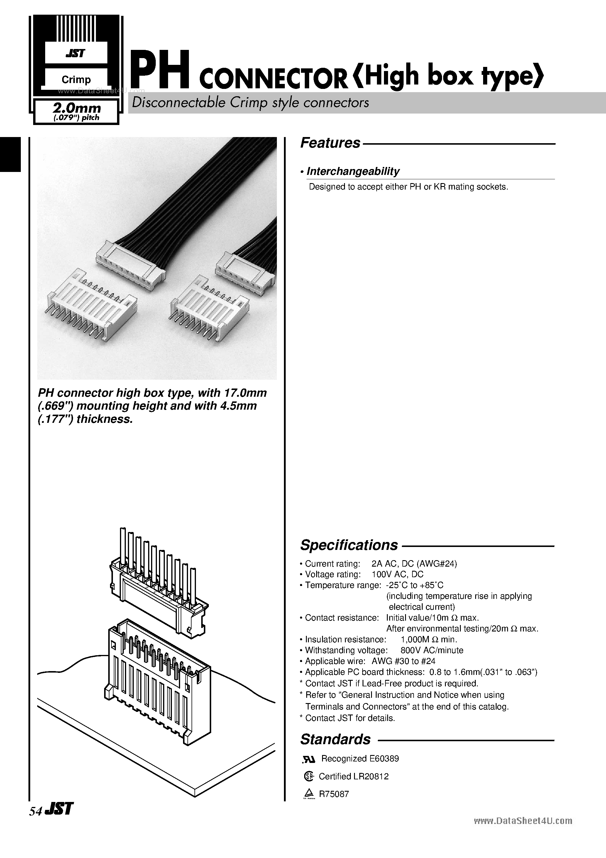Datasheet PHR-2 - Connector page 1