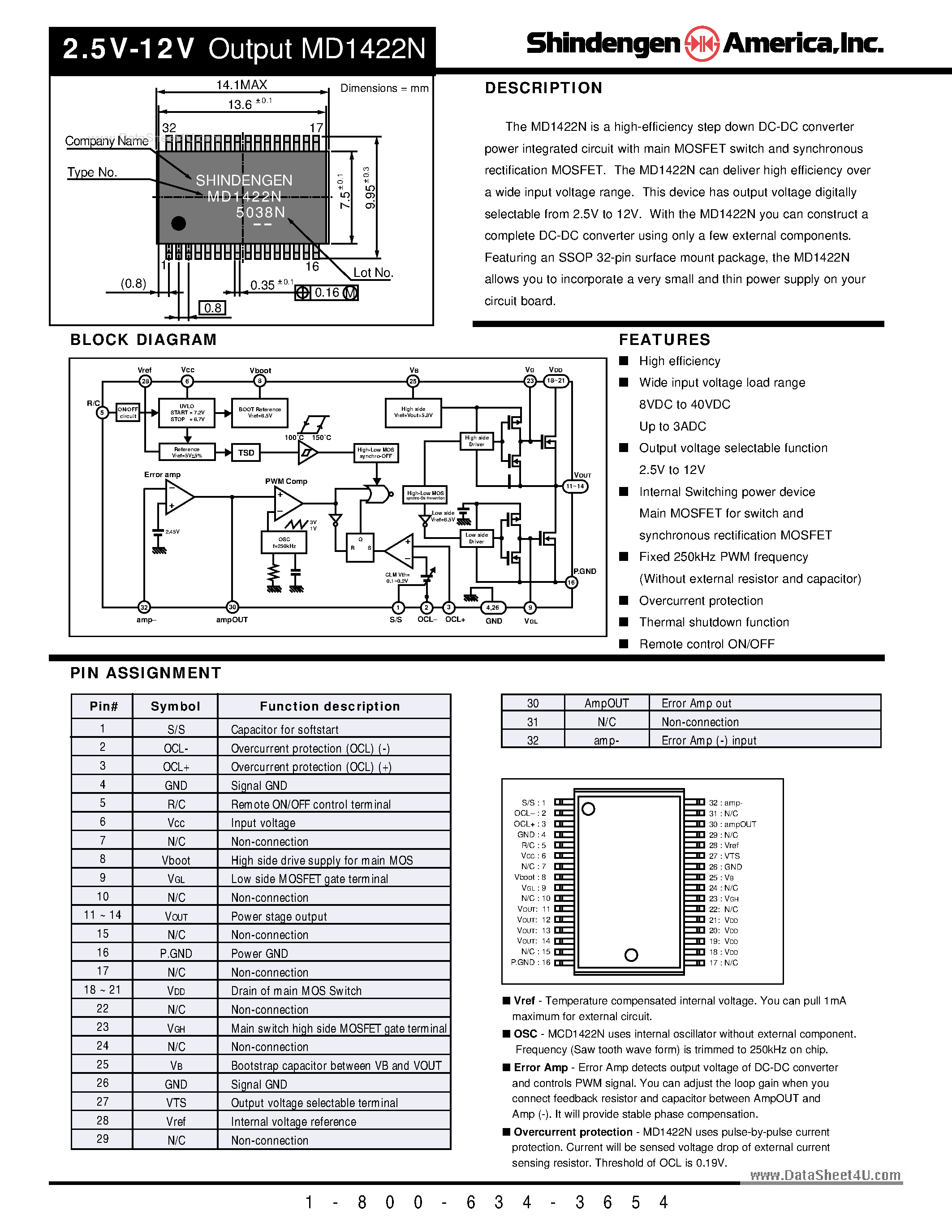 Datasheet MD1422N - high-efficiency step down DC-DC converter page 1