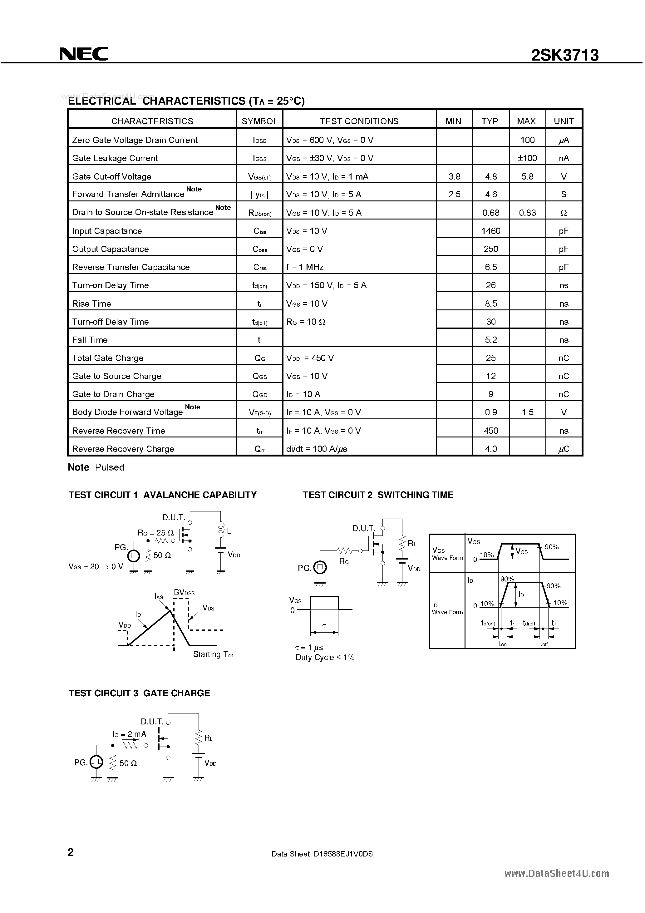 Datasheet 2SK3713 - SWITCHING N-CHANNEL POWER MOSFET page 2