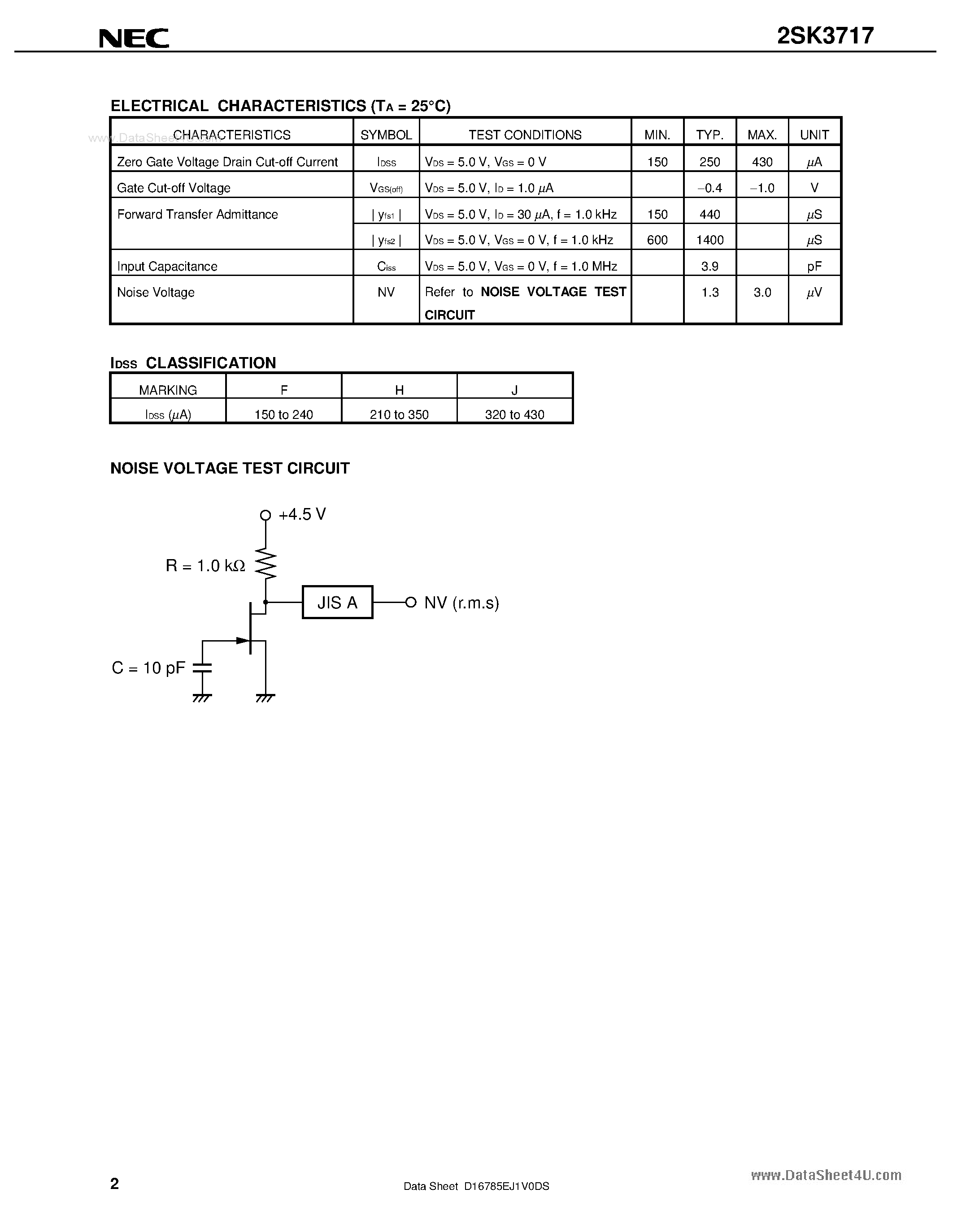 Datasheet 2SK3717 - SWITCHING N-CHANNEL POWER MOSFET page 2