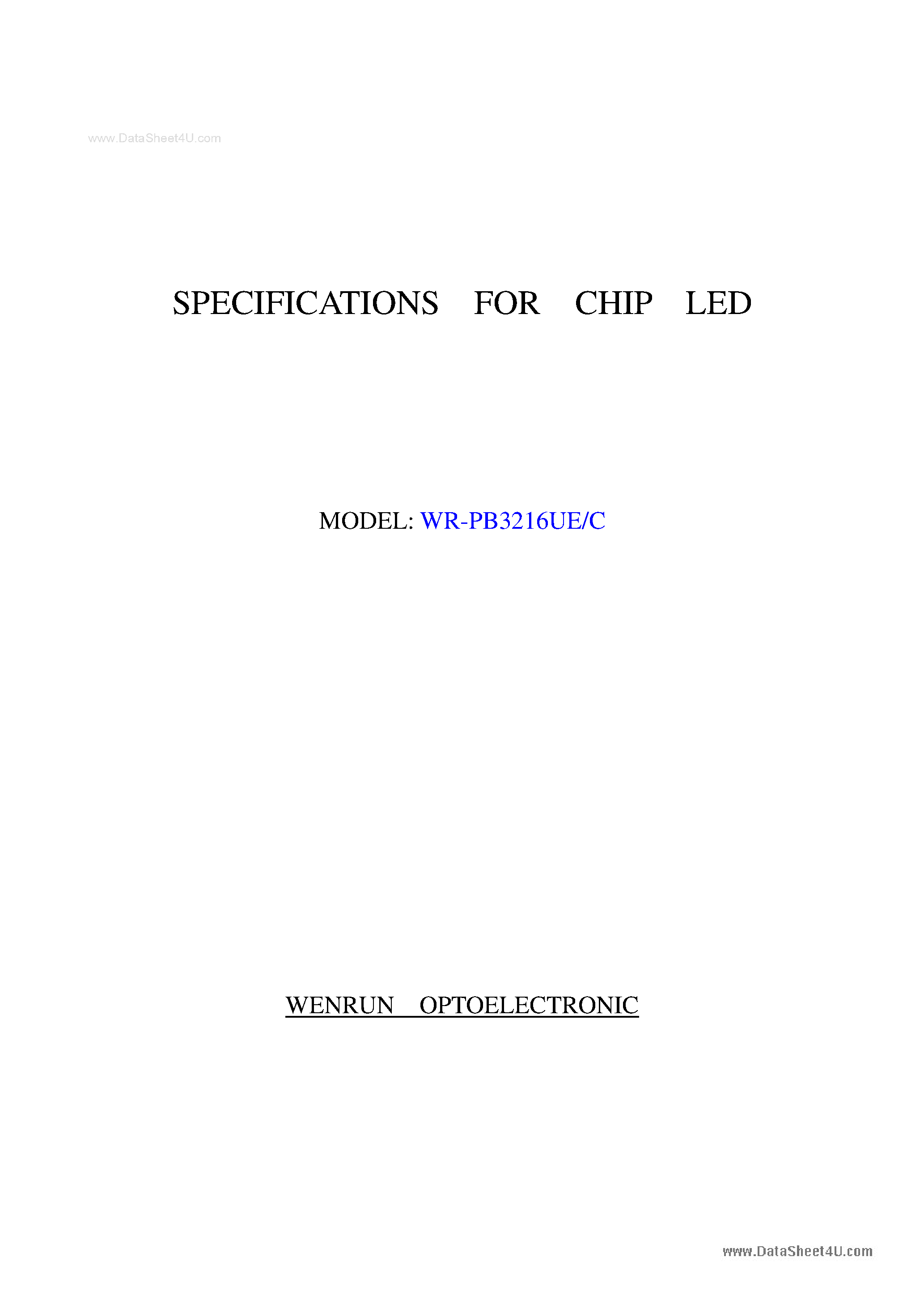 Datasheet WR-PB3216UE/C - Chip LED page 1