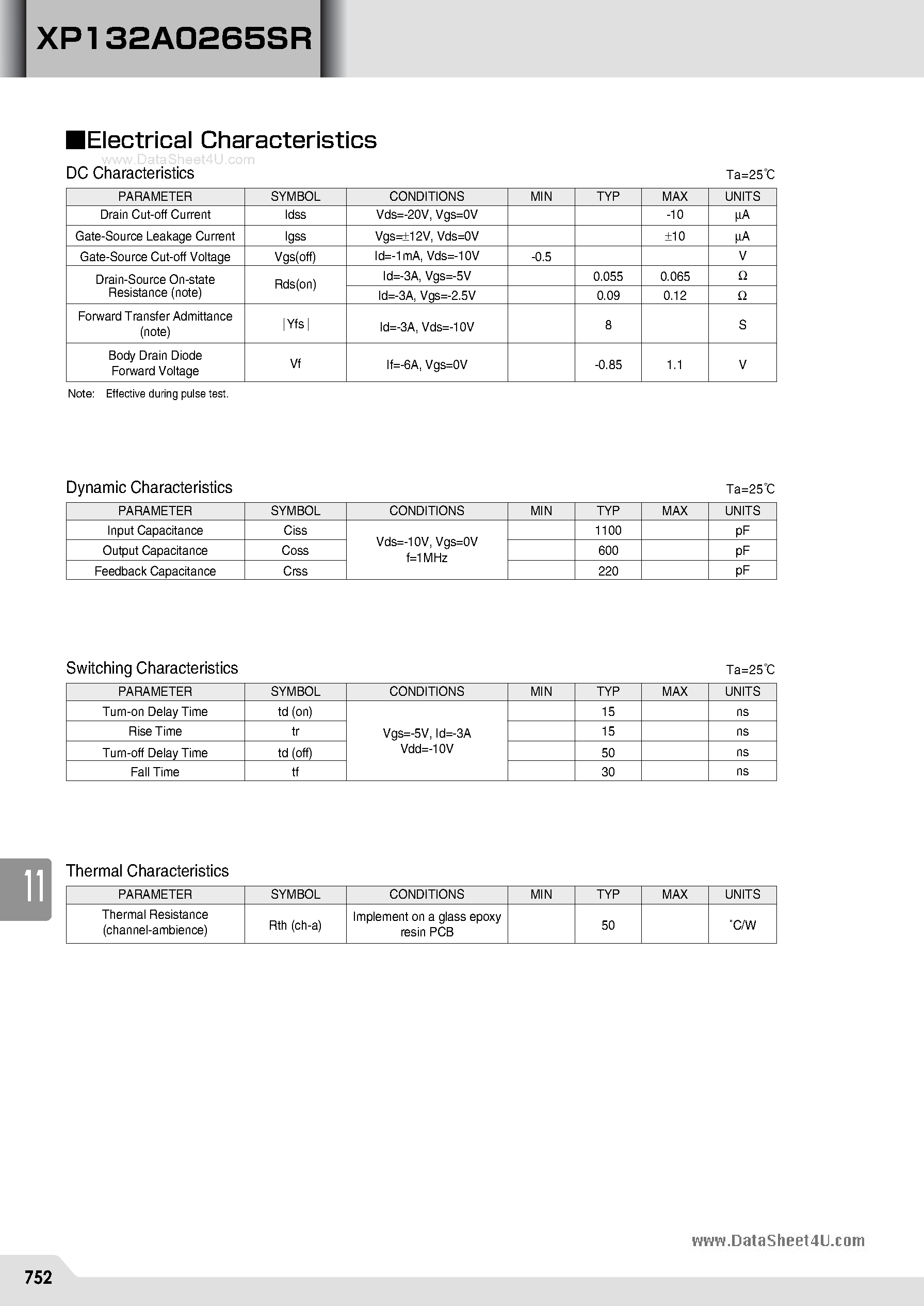 Datasheet XP132A0265SR - P-Channel Power MOS FET page 2