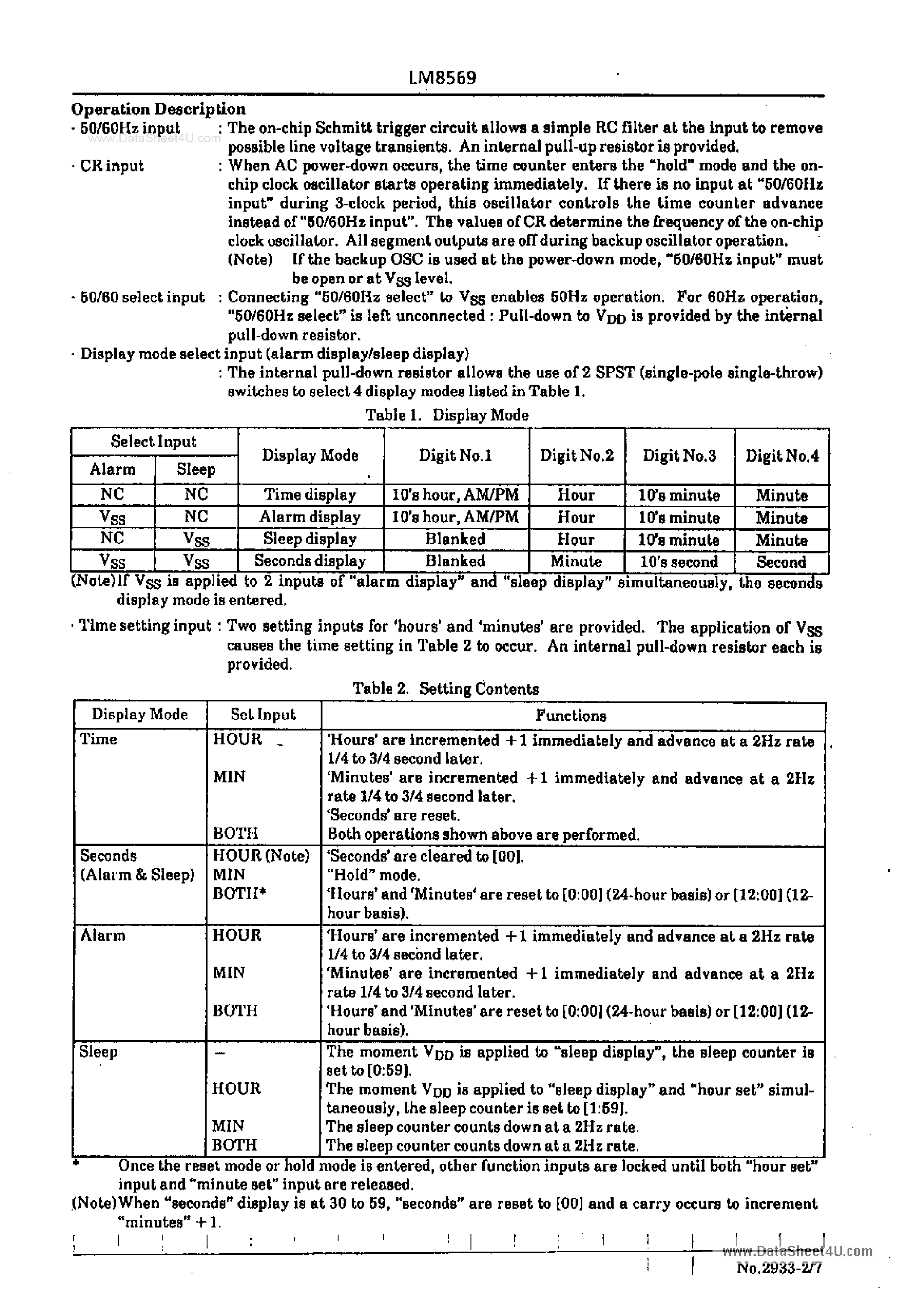 Datasheet LM8569 - Digital Alarm Clock page 2