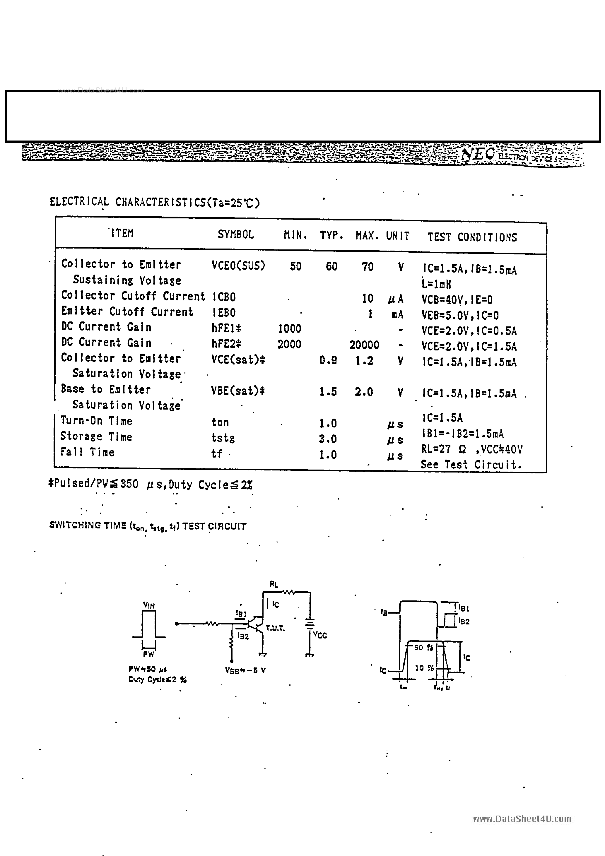 Datasheet UPA1438H page 2 Datasheet UPA1438H - NPN SILICON EPITAXIAL POWER TRANSISTOR ARRAY LOW SPEED SWITCHING page 2