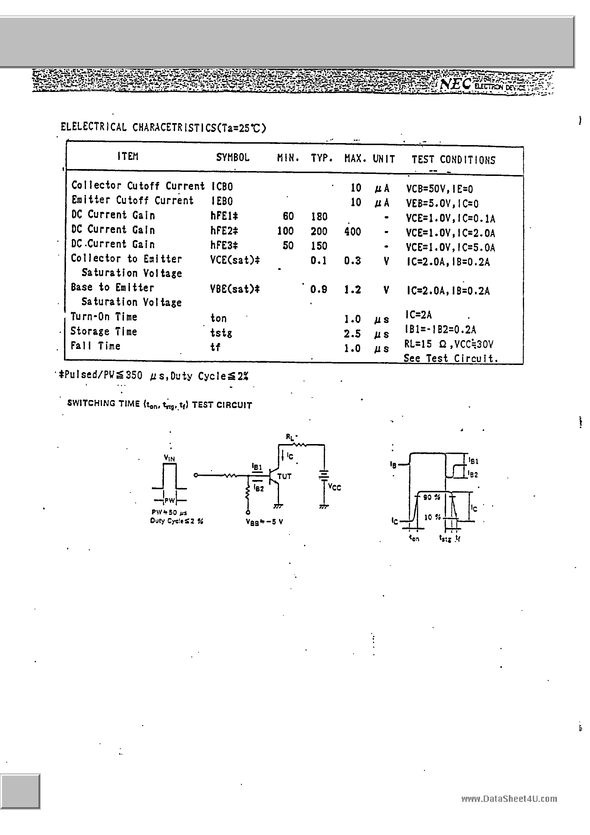 Datasheet UPA1452H page 2 Datasheet UPA1452H - NPN SILICON EPITAXIAL POWER TRANSISTOR ARRAY HIGH SPEED SWITCHING page 2