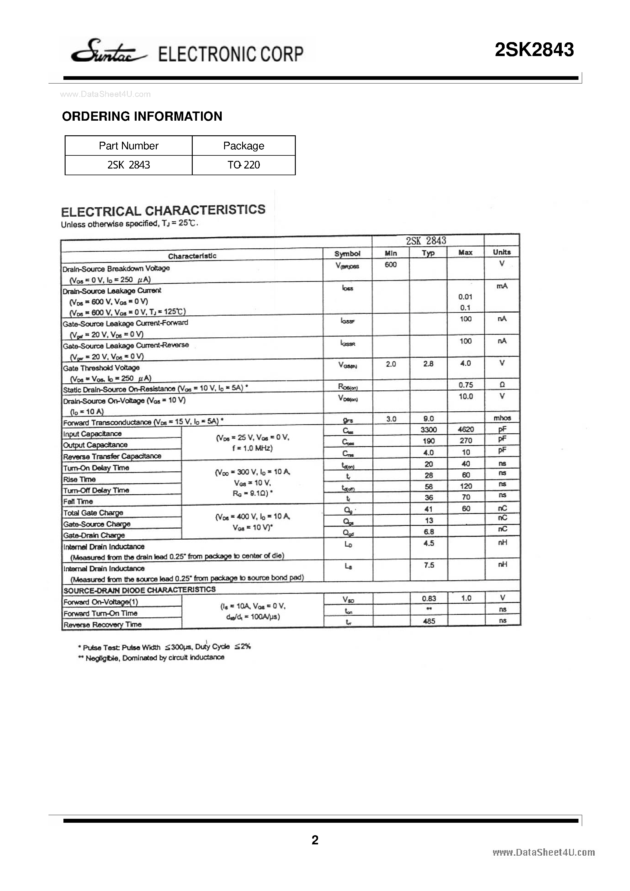 Datasheet 2SK2843 - POWER MOSFET page 2