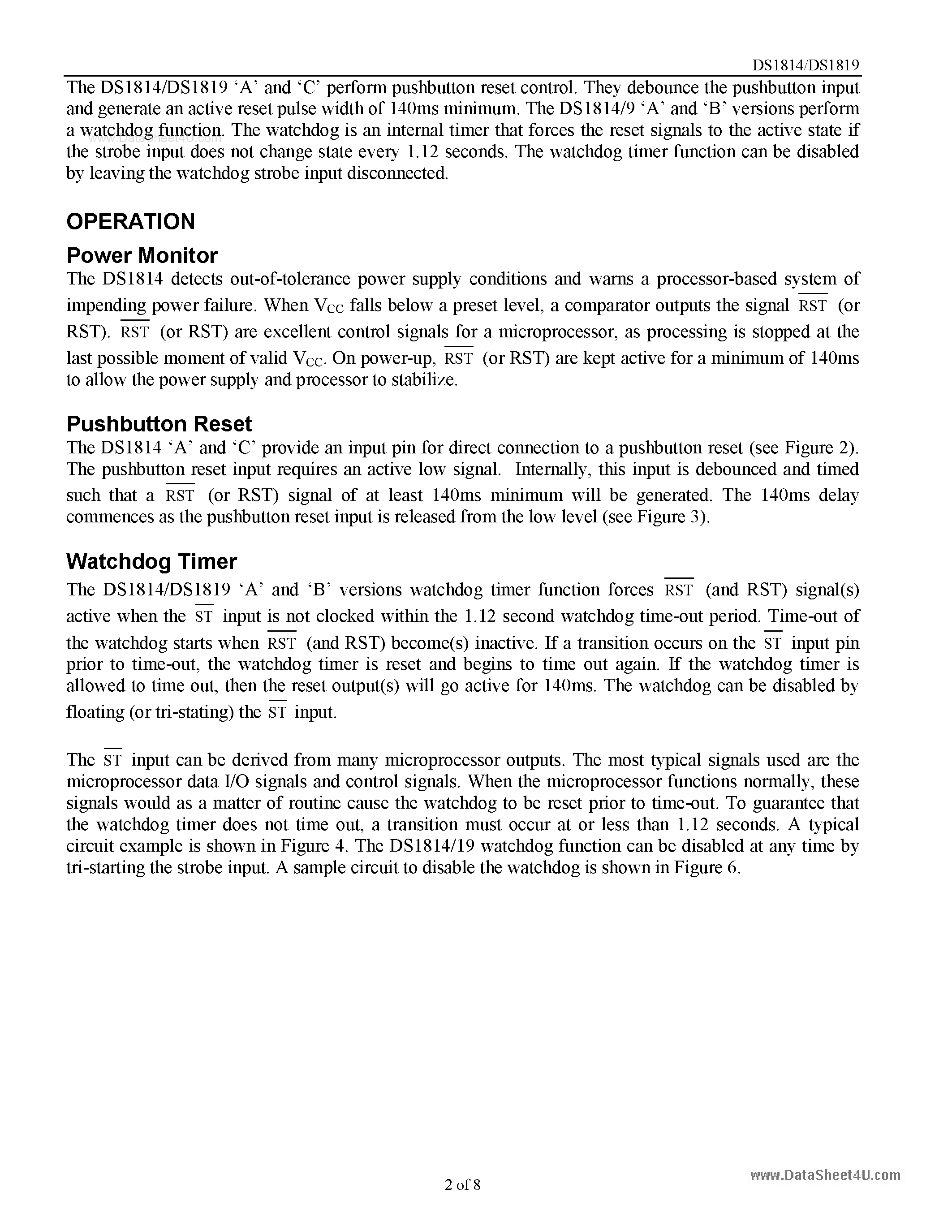 Datasheet DS1814 - (DS1814 / DS1819) 5V and 3.3V MicroMonitor page 2