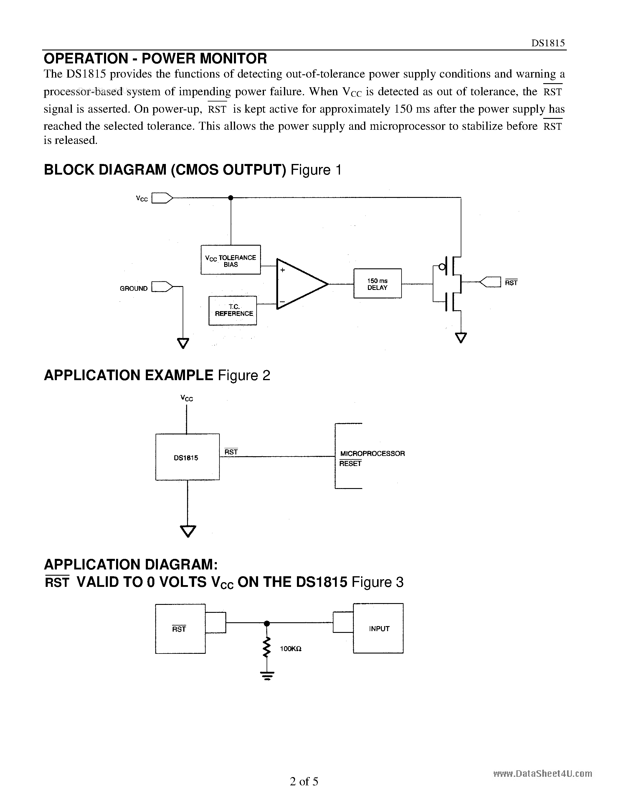 Datasheet DS1815 page 2 Datasheet DS1815 - 3.3V EconoReset page 2